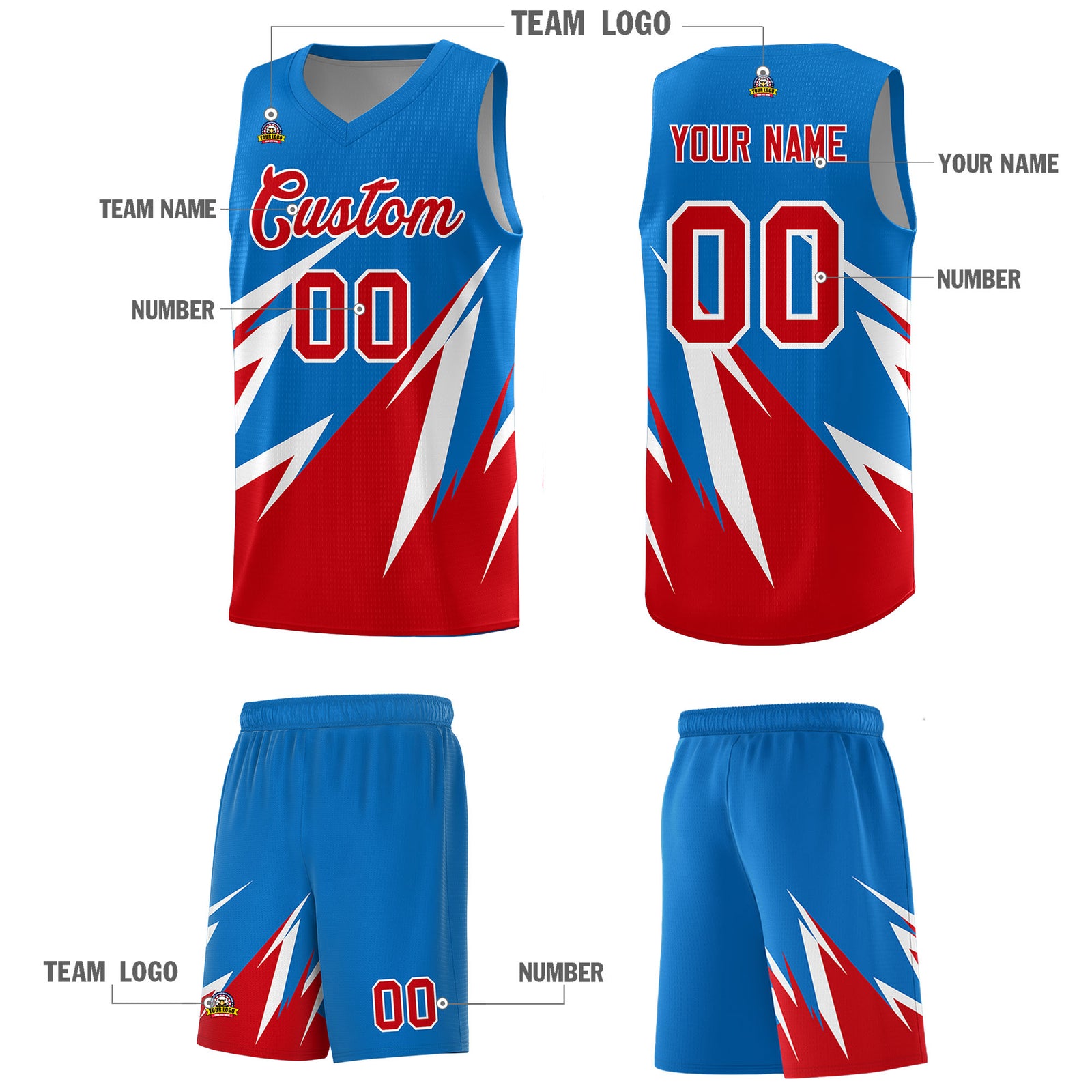 Custom Royal Abstract Mountain Pattern Sports Uniform Basketball Jersey