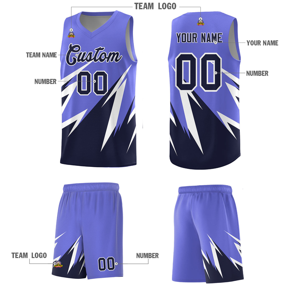 Custom Munsell Blue Abstract Mountain Pattern Sports Uniform Basketball Jersey