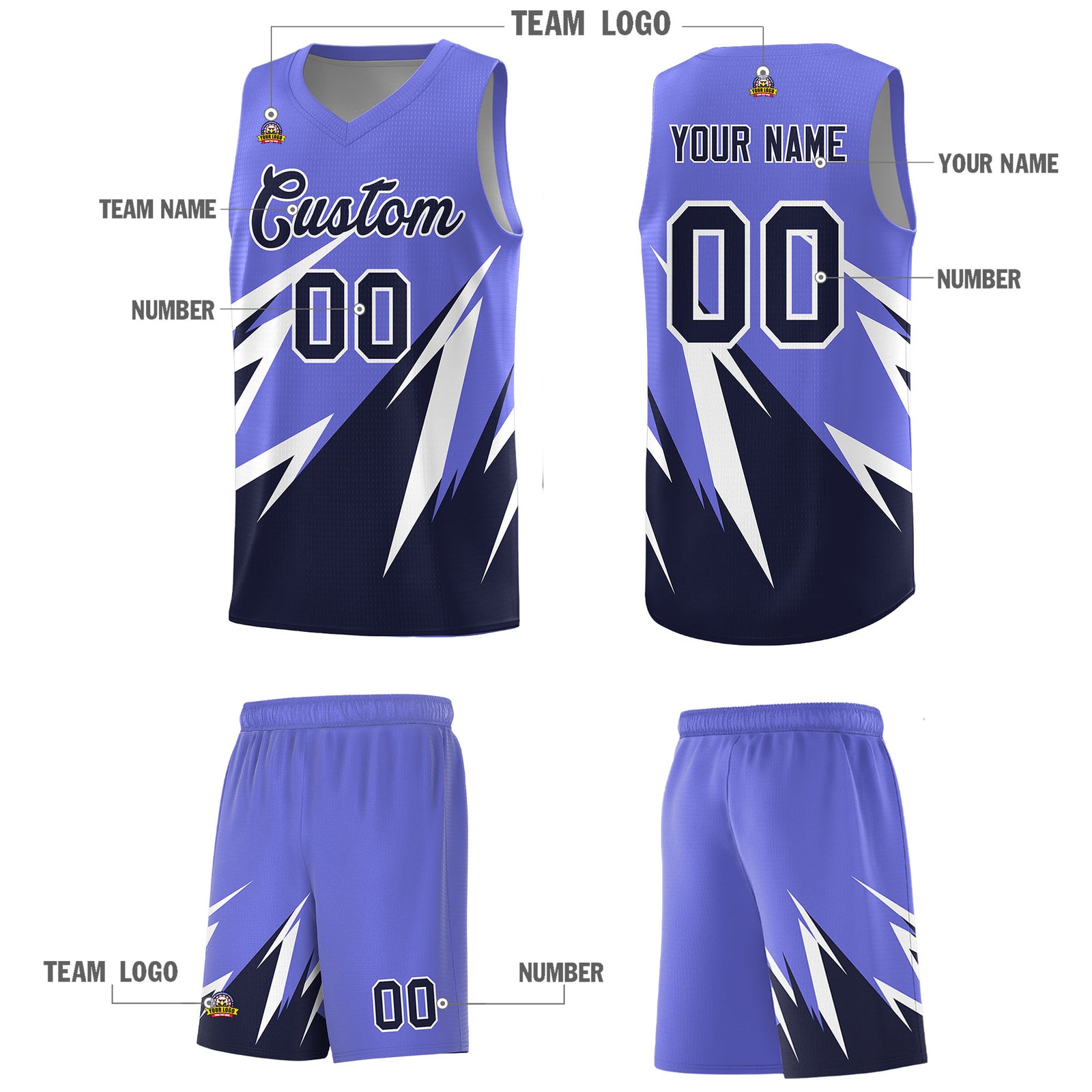 Custom Munsell Blue Abstract Mountain Pattern Sports Uniform Basketball Jersey