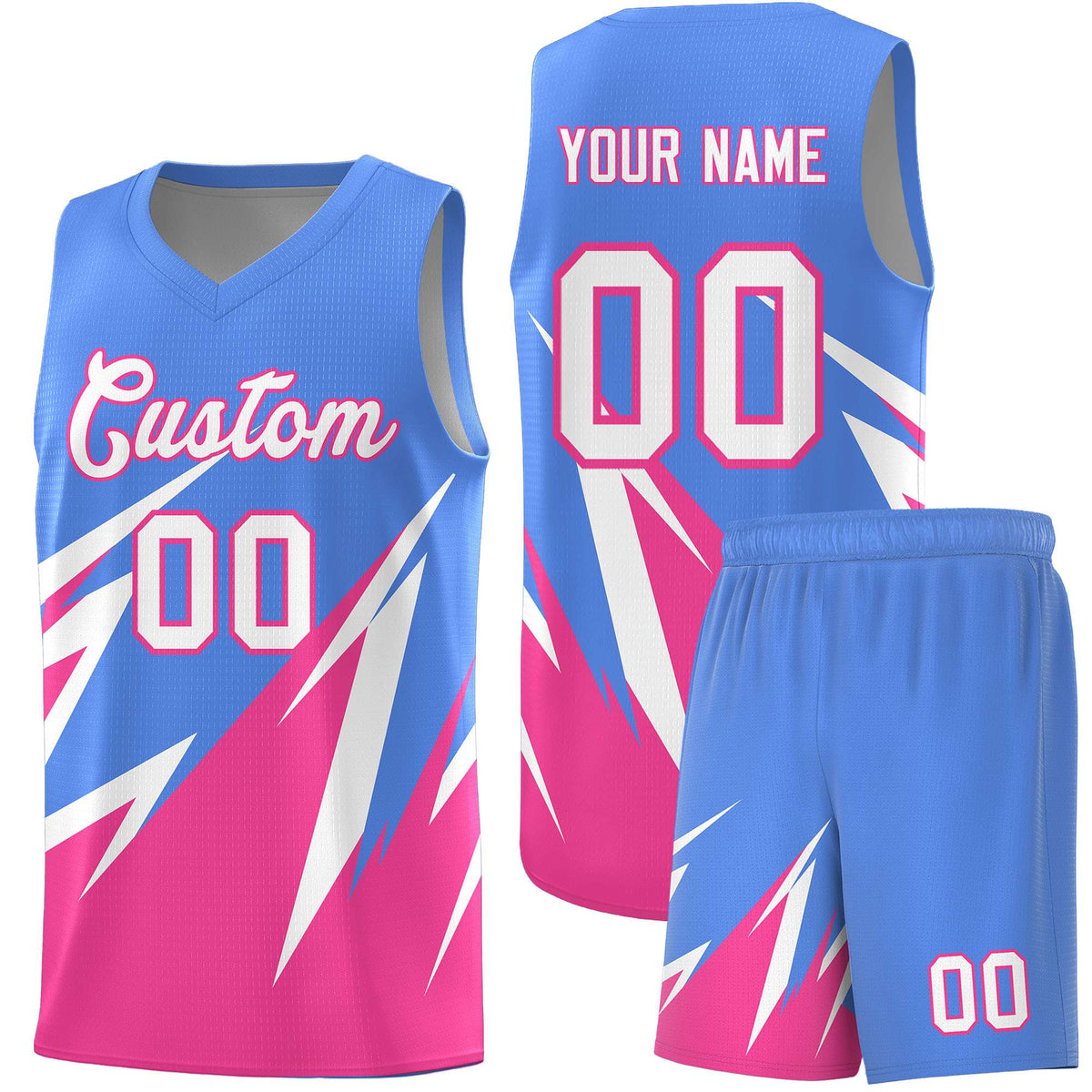 Custom Light Blue Abstract Mountain Pattern Sports Uniform Basketball Jersey