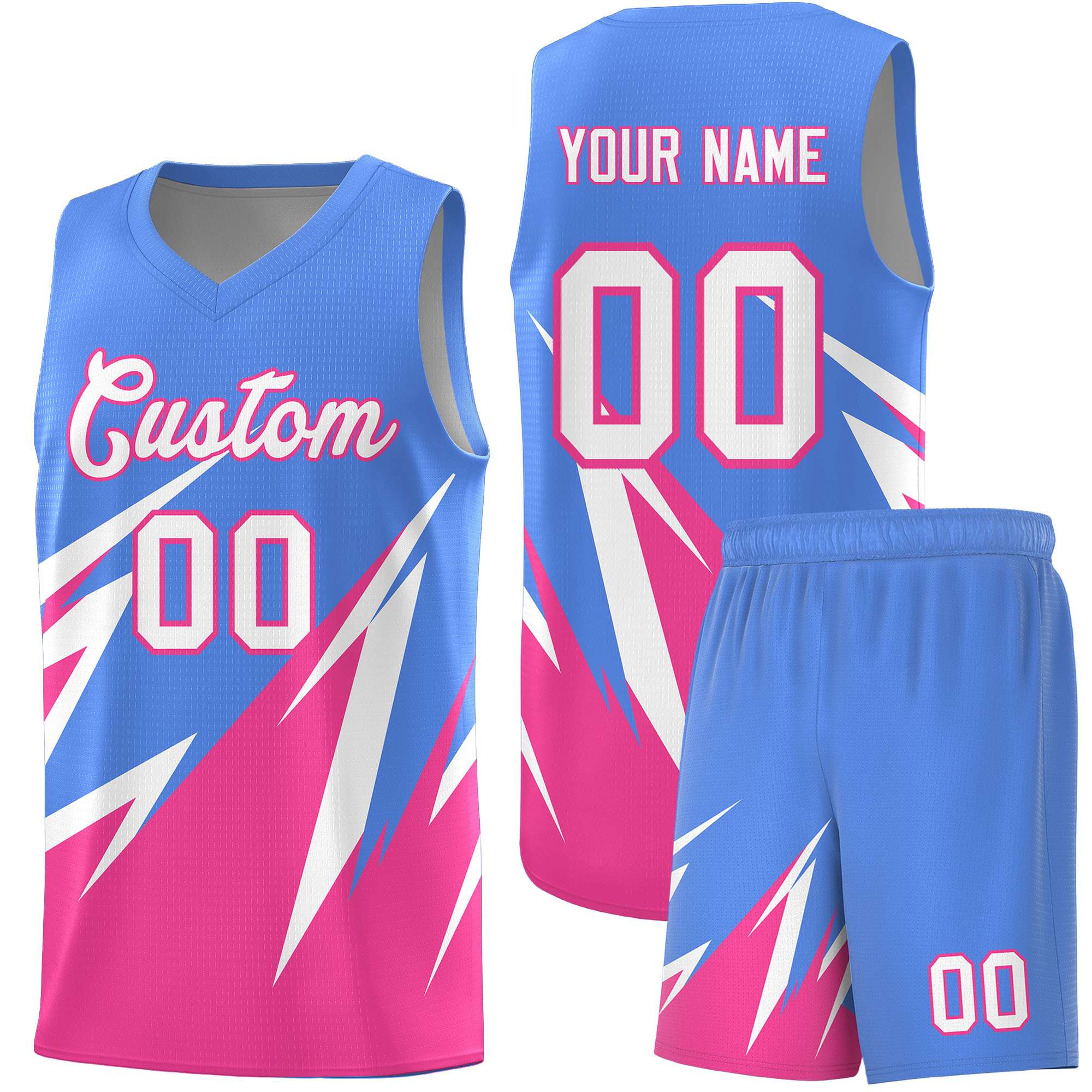 Custom Light Blue Abstract Mountain Pattern Sports Uniform Basketball Jersey