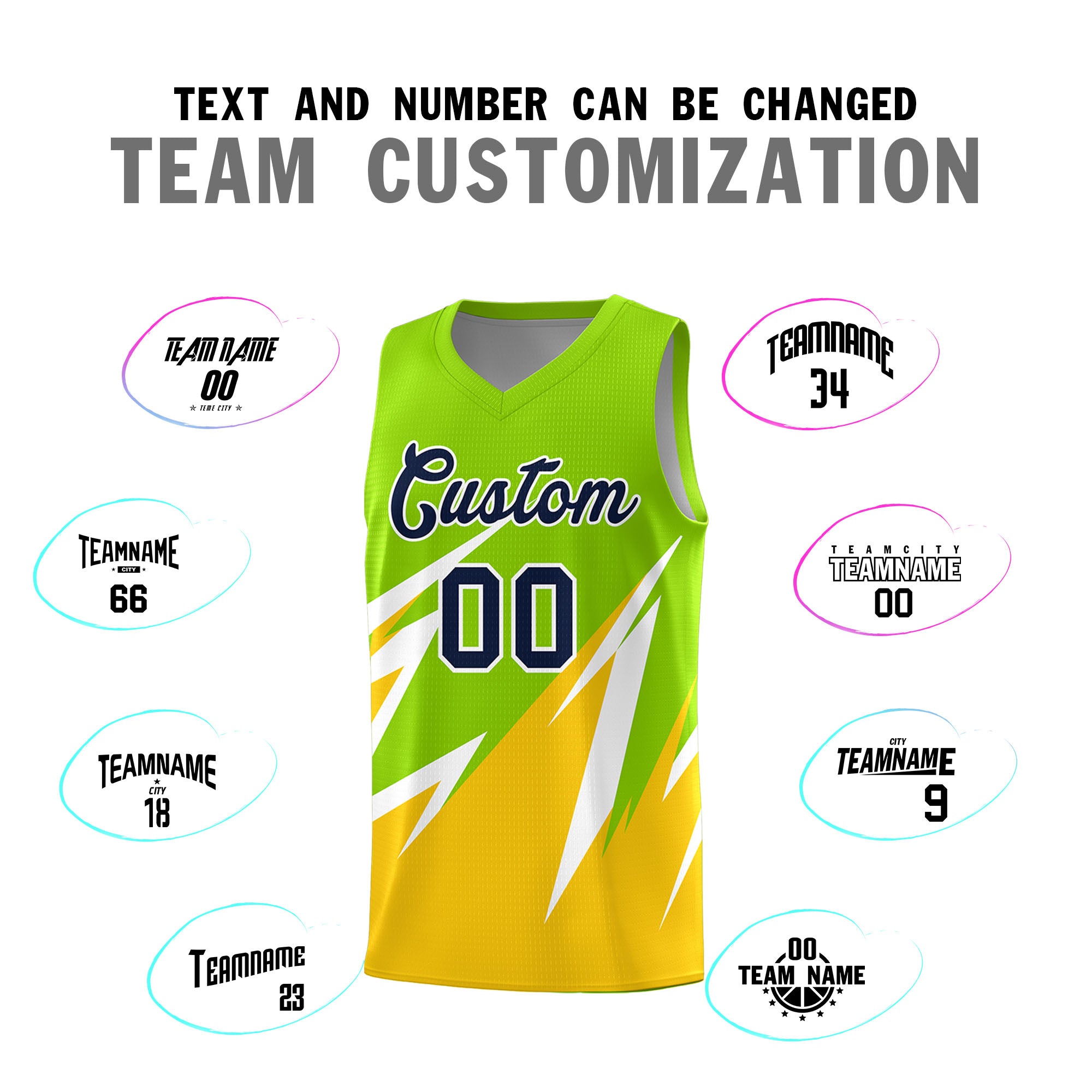 Custom Neon Green Abstract Mountain Pattern Sports Uniform Basketball Jersey