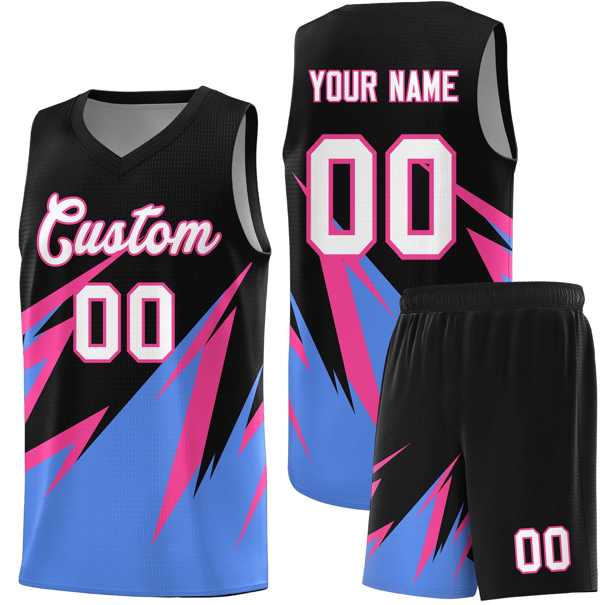Custom Black Abstract Mountain Pattern Sports Uniform Basketball Jersey