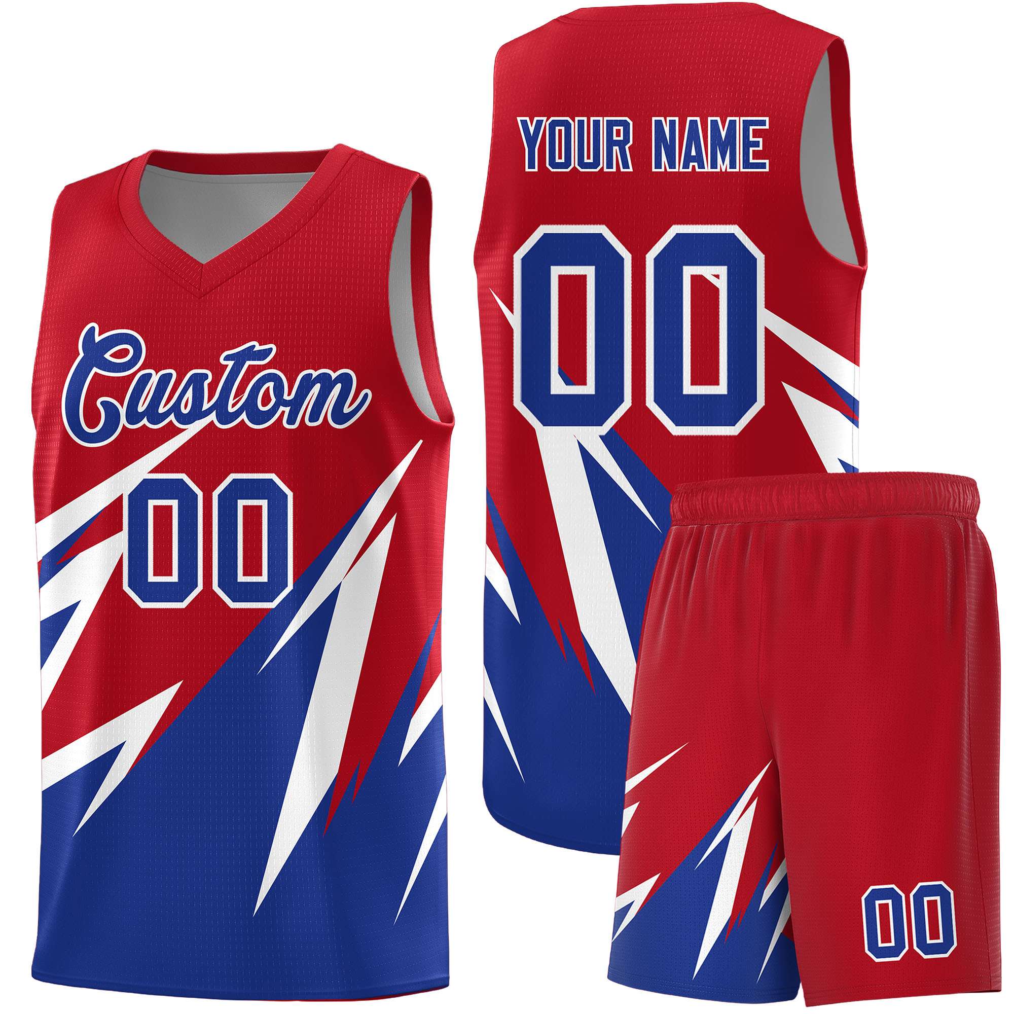 Custom Red Abstract Mountain Pattern Sports Uniform Basketball Jersey