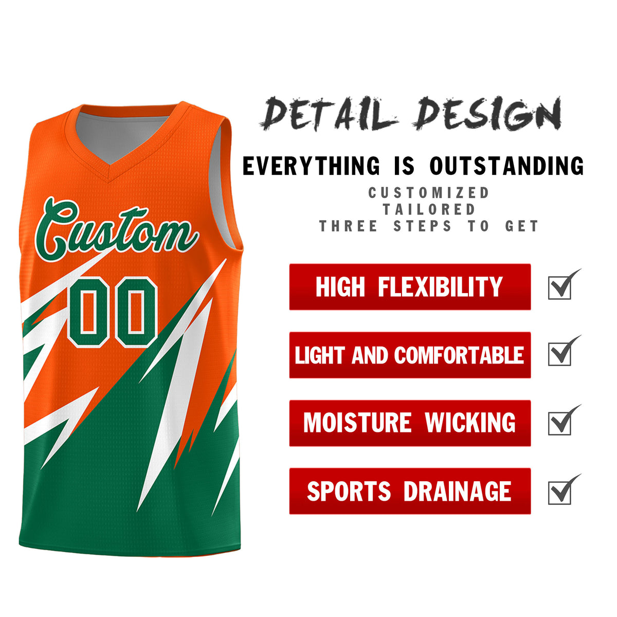 Custom Orange Abstract Mountain Pattern Sports Uniform Basketball Jersey