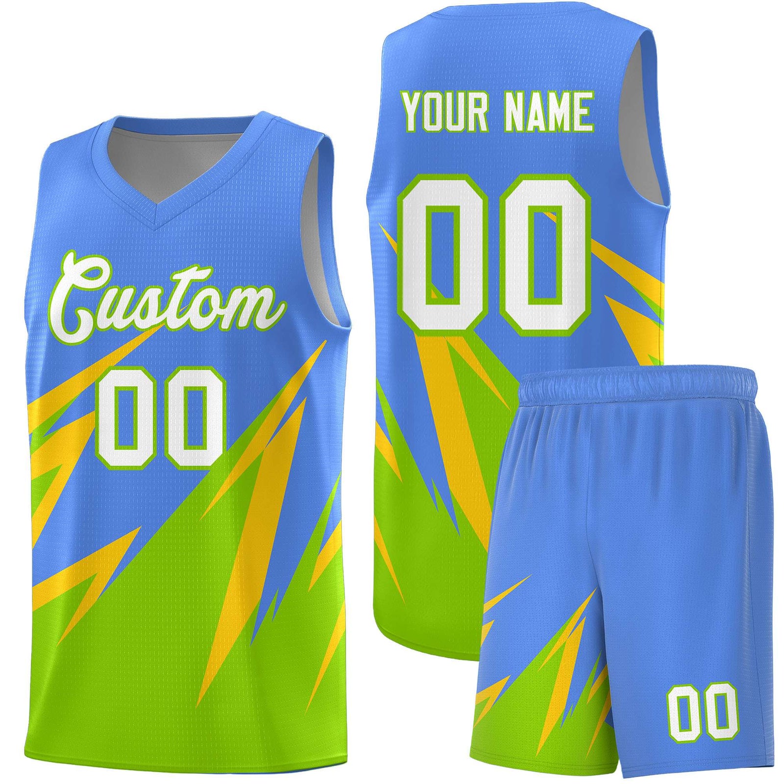 Custom Light Blue Abstract Mountain Pattern Sports Uniform Basketball Jersey