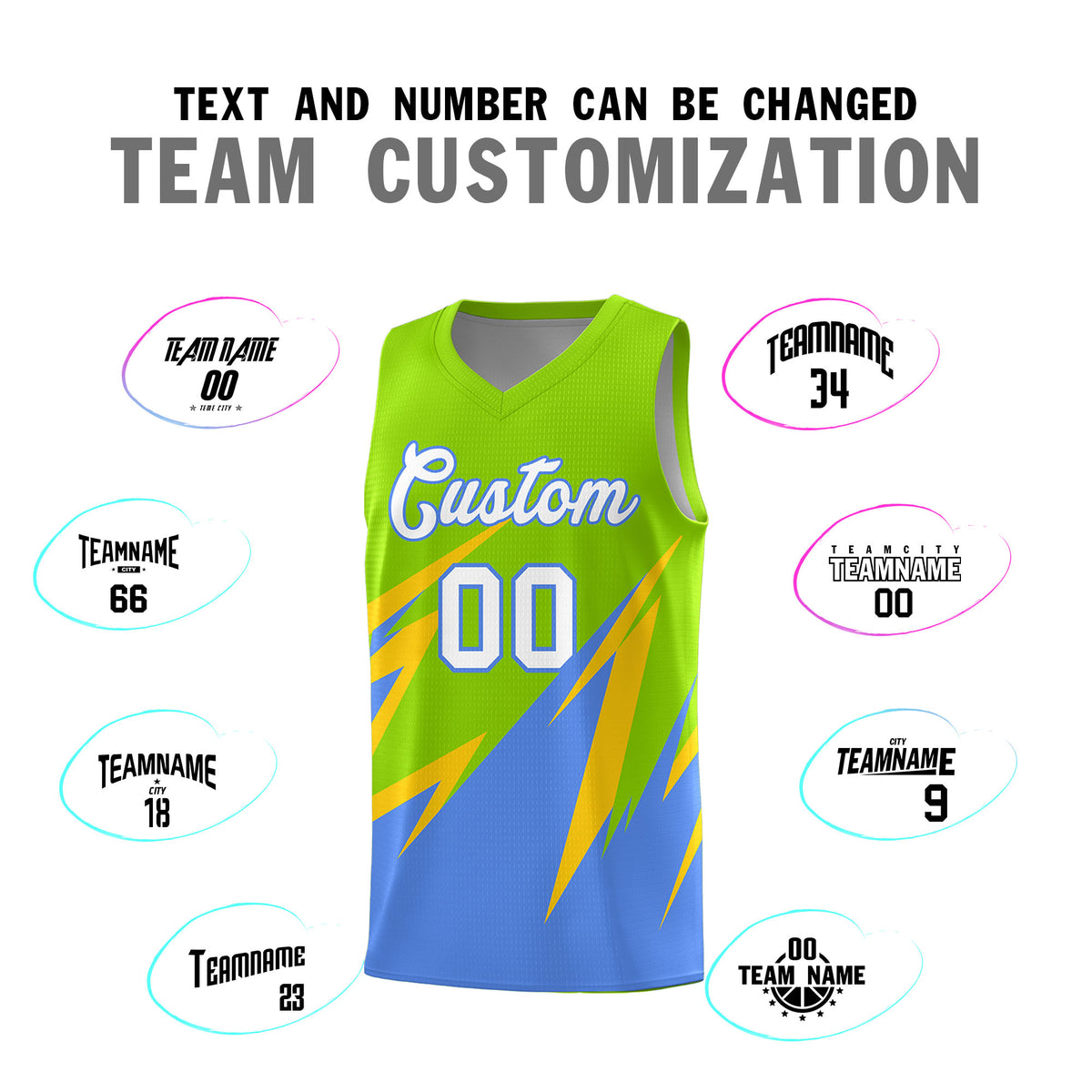 Custom Neon Green Abstract Mountain Pattern Sports Uniform Basketball Jersey