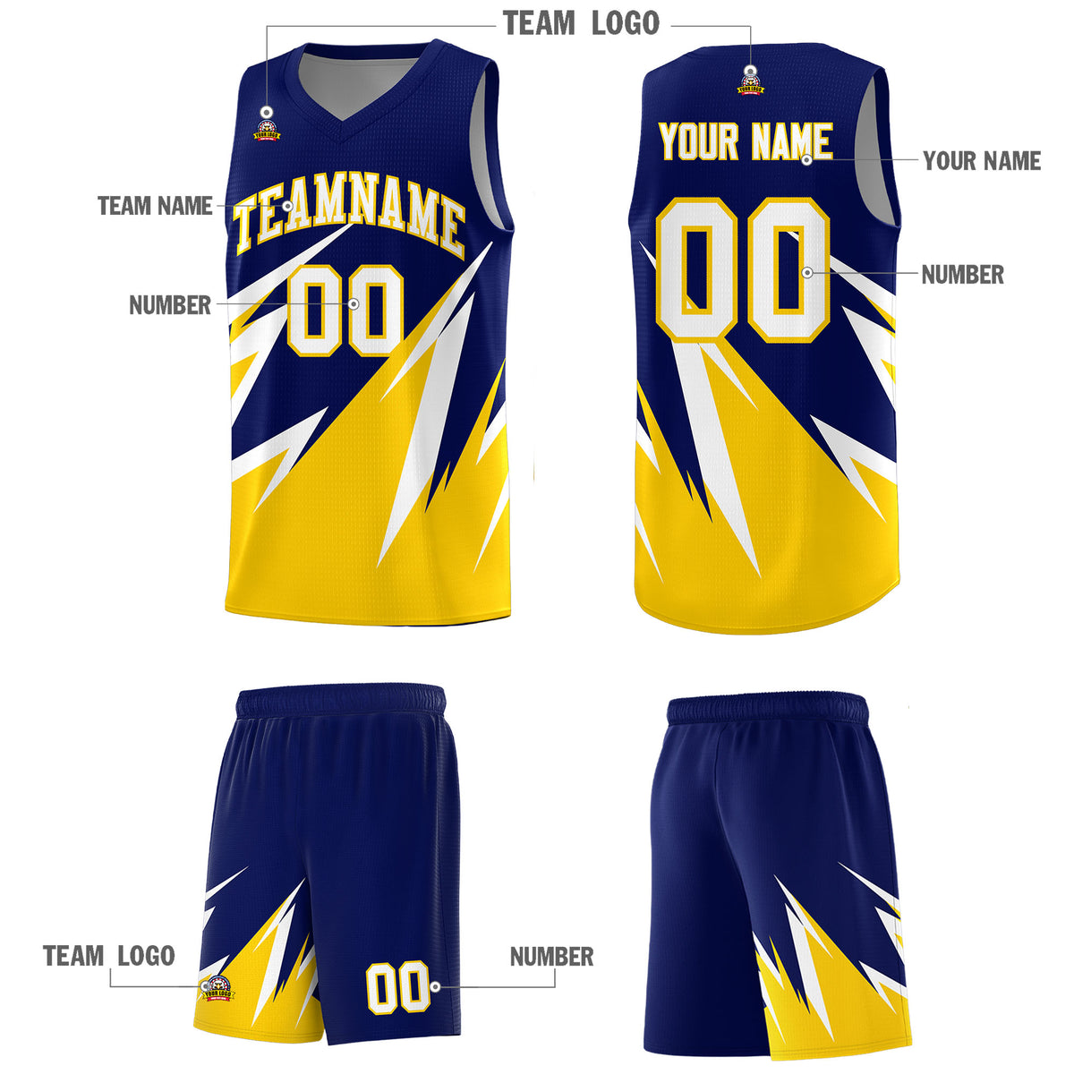 Custom Navy Abstract Mountain Pattern Sports Uniform Basketball Jersey