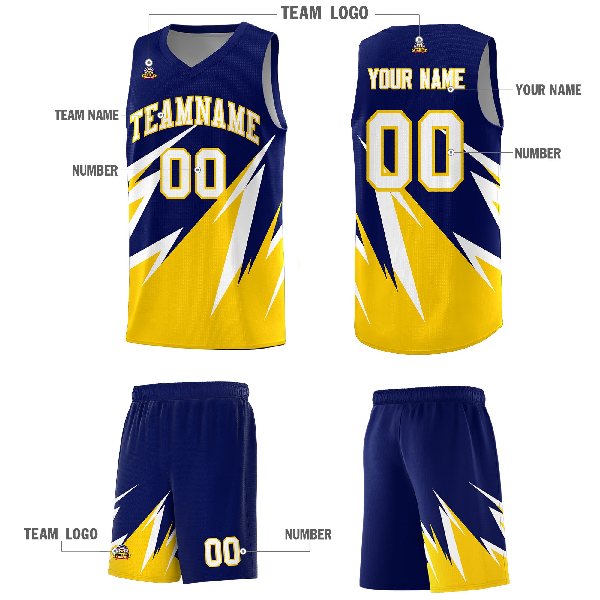 Custom Navy Abstract Mountain Pattern Sports Uniform Basketball Jersey
