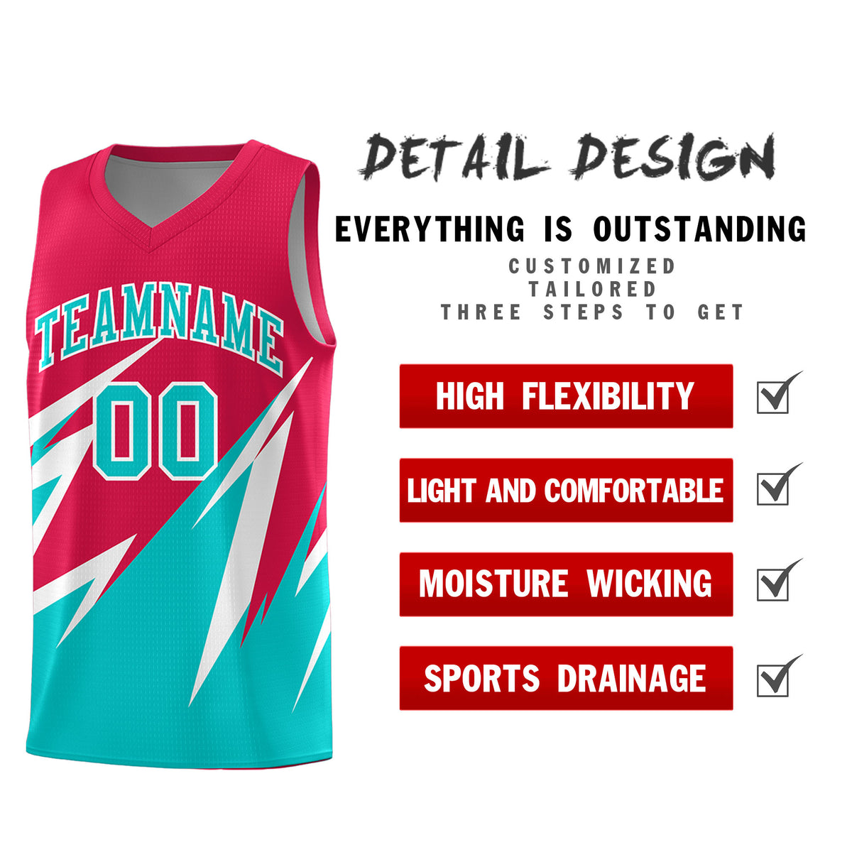 Custom Red Abstract Mountain Pattern Sports Uniform Basketball Jersey