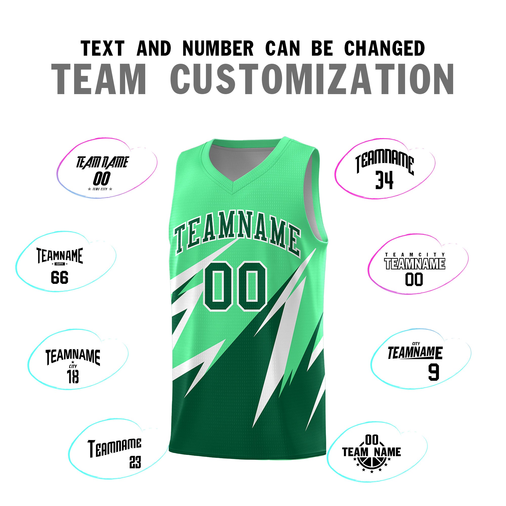 Custom Green Abstract Mountain Pattern Sports Uniform Basketball Jersey
