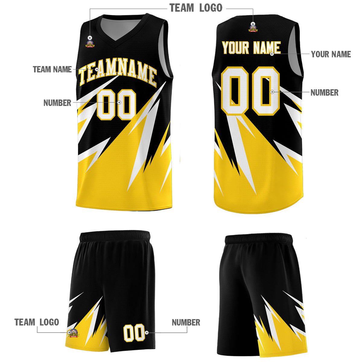 Custom Black Abstract Mountain Pattern Sports Uniform Basketball Jersey