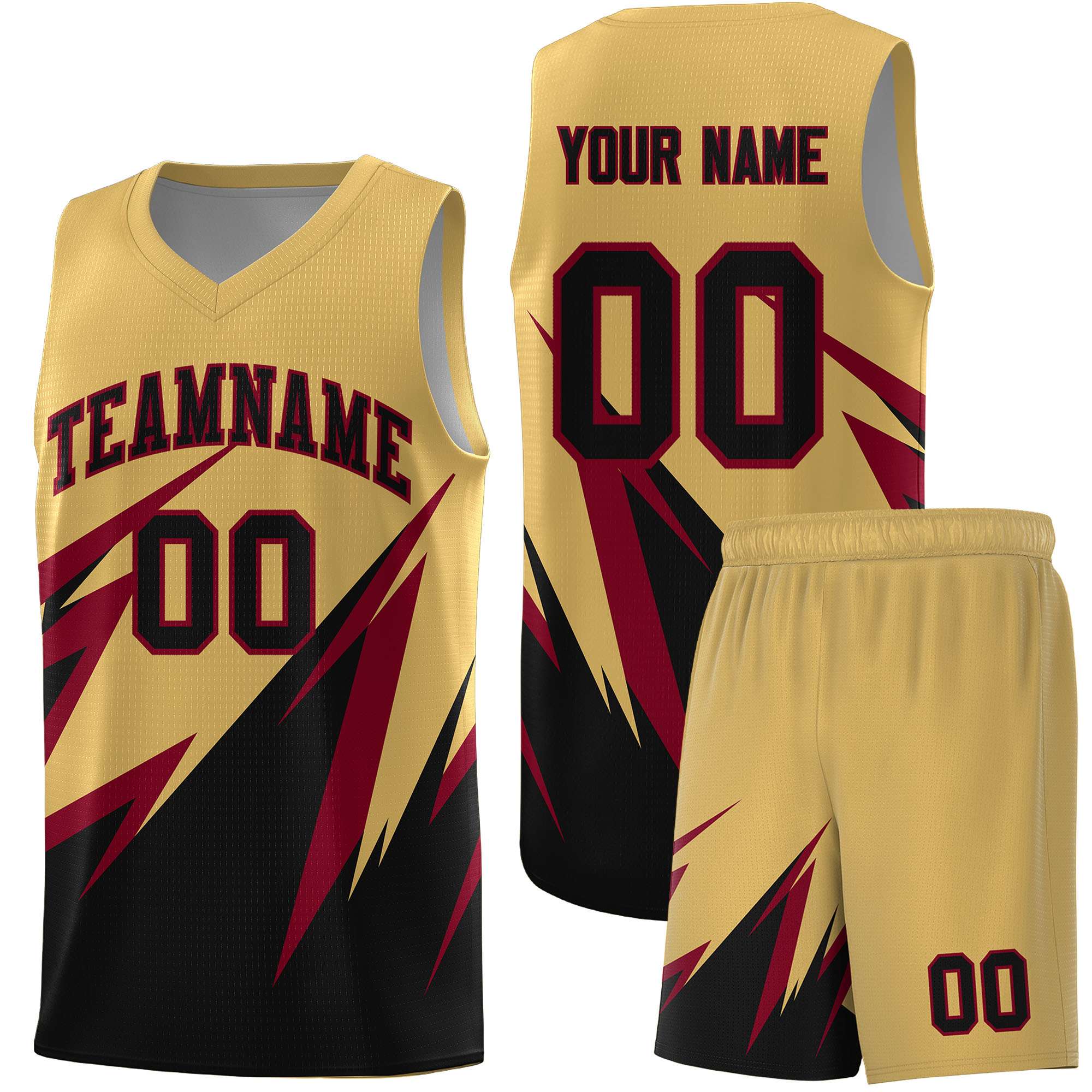 Custom Old Gold Abstract Mountain Pattern Sports Uniform Basketball Jersey