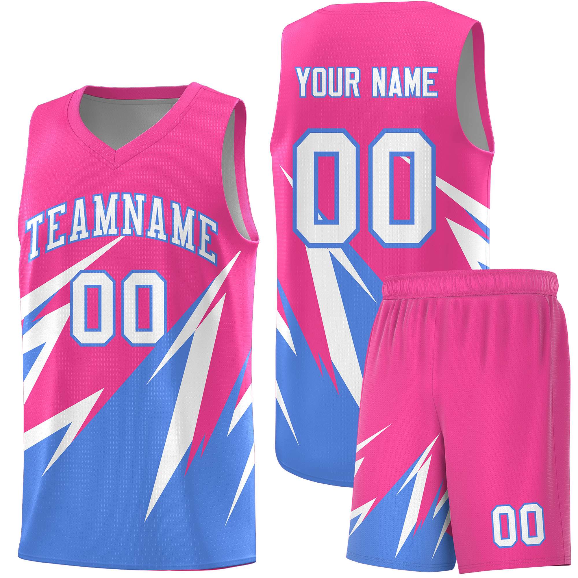 Custom Pink Abstract Mountain Pattern Sports Uniform Basketball Jersey