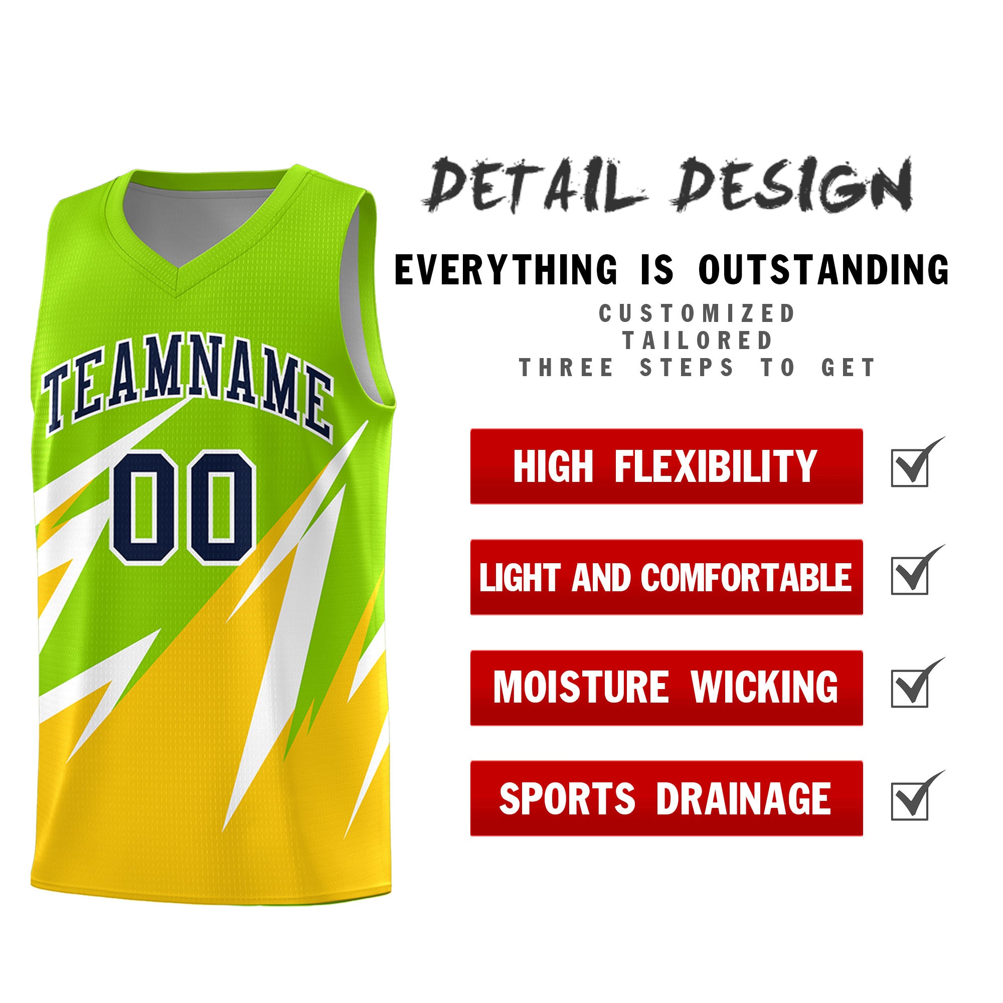 Custom Neon Green Abstract Mountain Pattern Sports Uniform Basketball Jersey