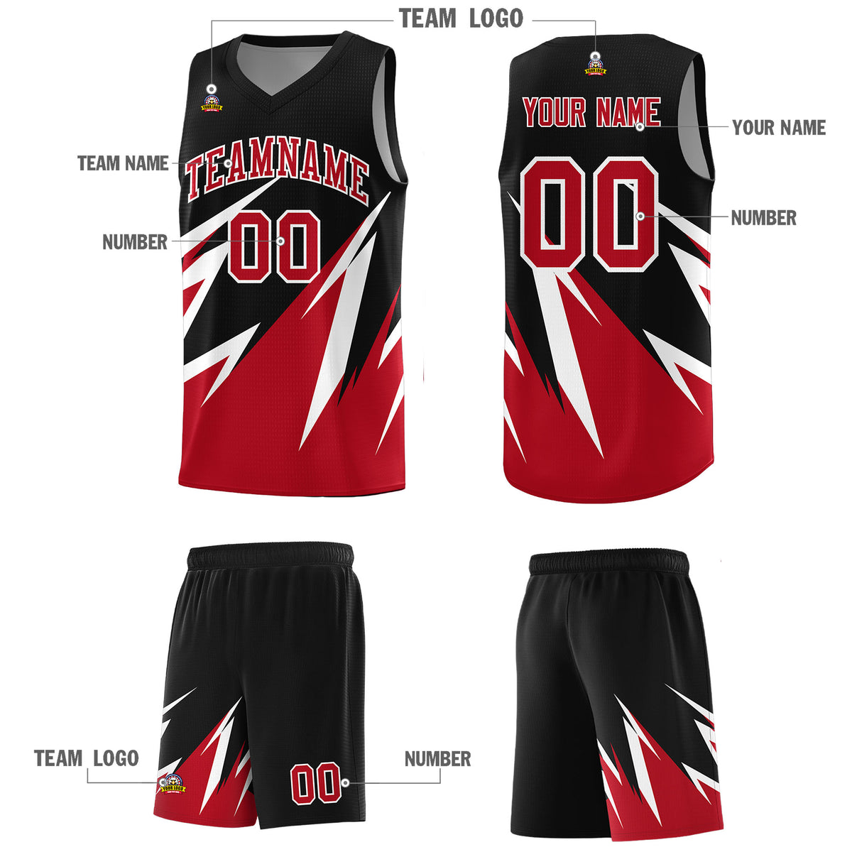 Custom Black Abstract Mountain Pattern Sports Uniform Basketball Jersey