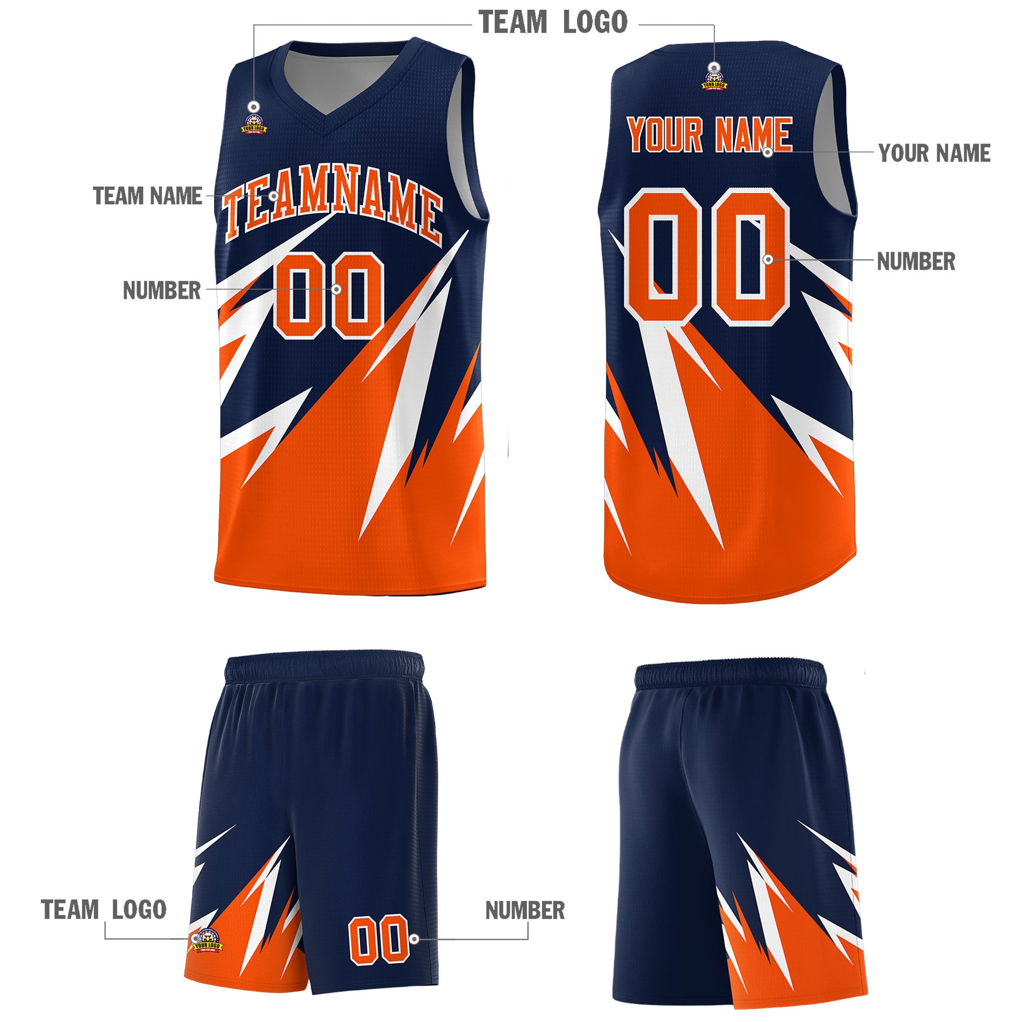 Custom Navy Abstract Mountain Pattern Sports Uniform Basketball Jersey