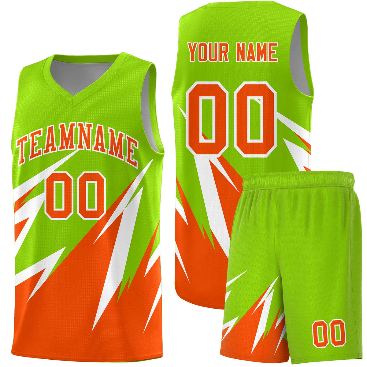 Custom Neon Green Abstract Mountain Pattern Sports Uniform Basketball Jersey