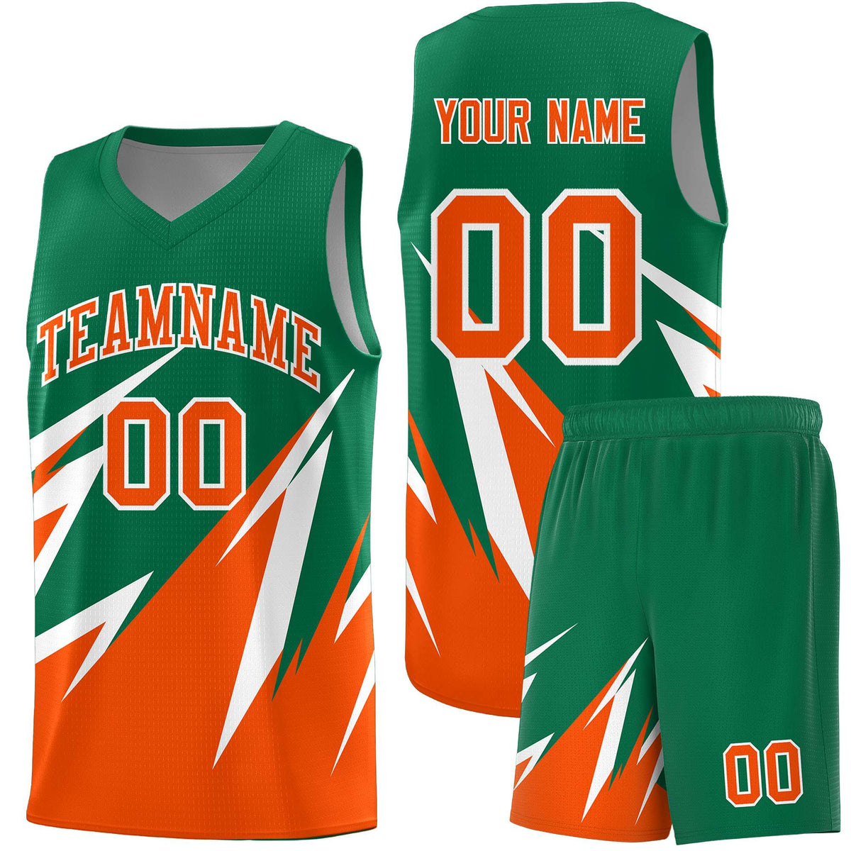 Custom Kelly Green Abstract Mountain Pattern Sports Uniform Basketball Jersey