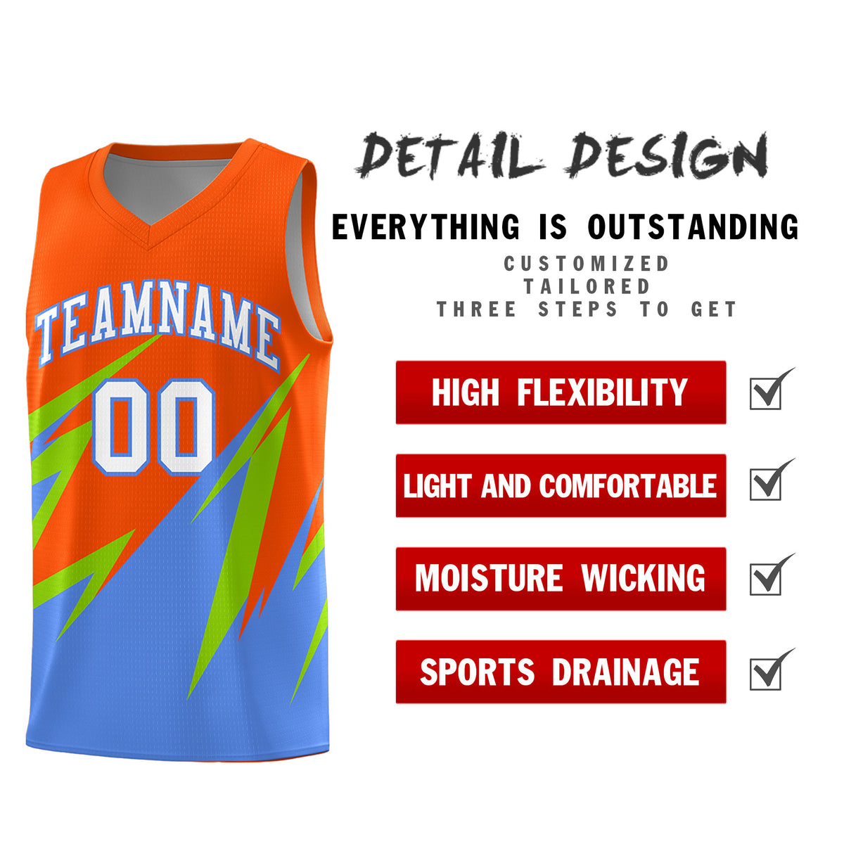 Custom Orange Abstract Mountain Pattern Sports Uniform Basketball Jersey