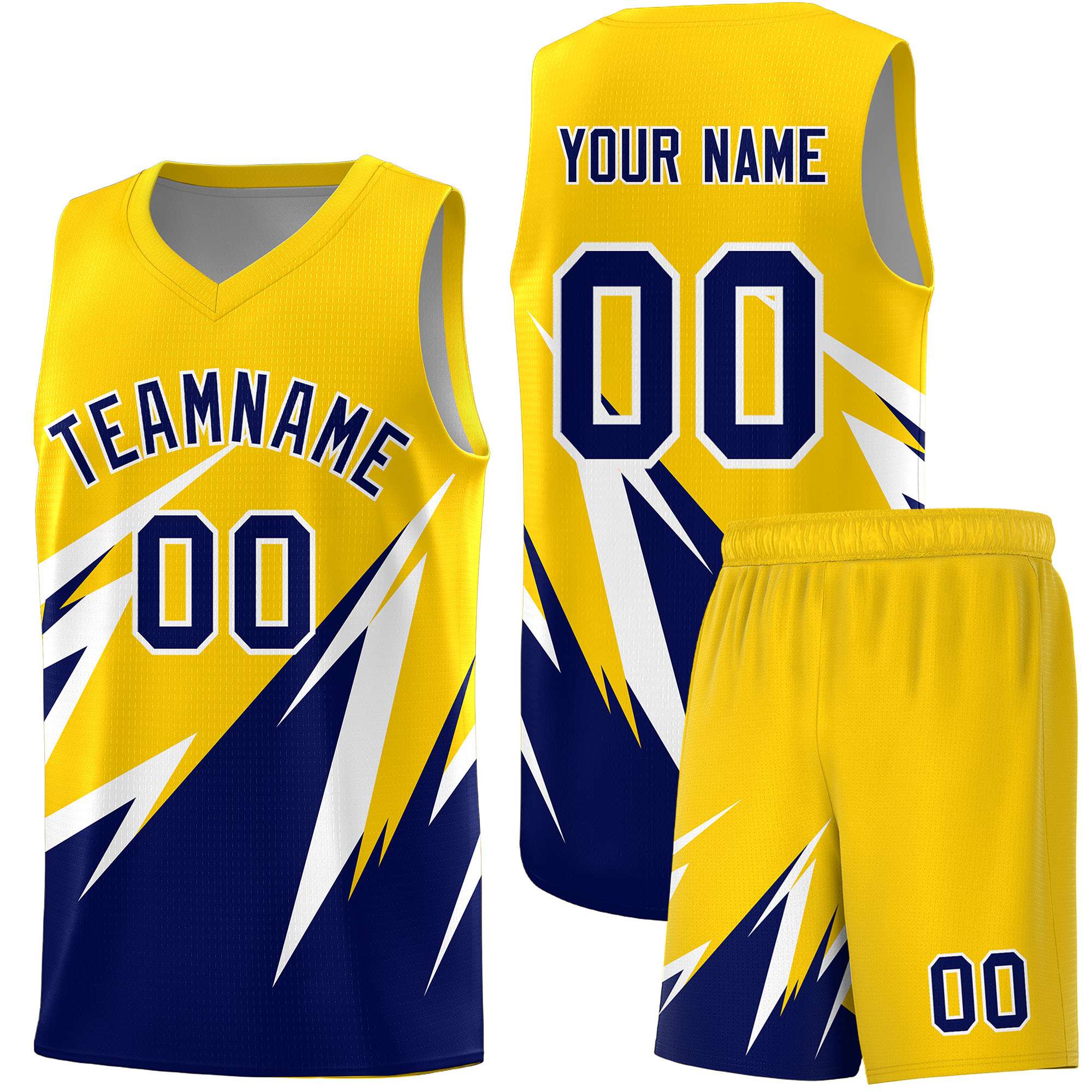 Custom Gold Abstract Mountain Pattern Sports Uniform Basketball Jersey
