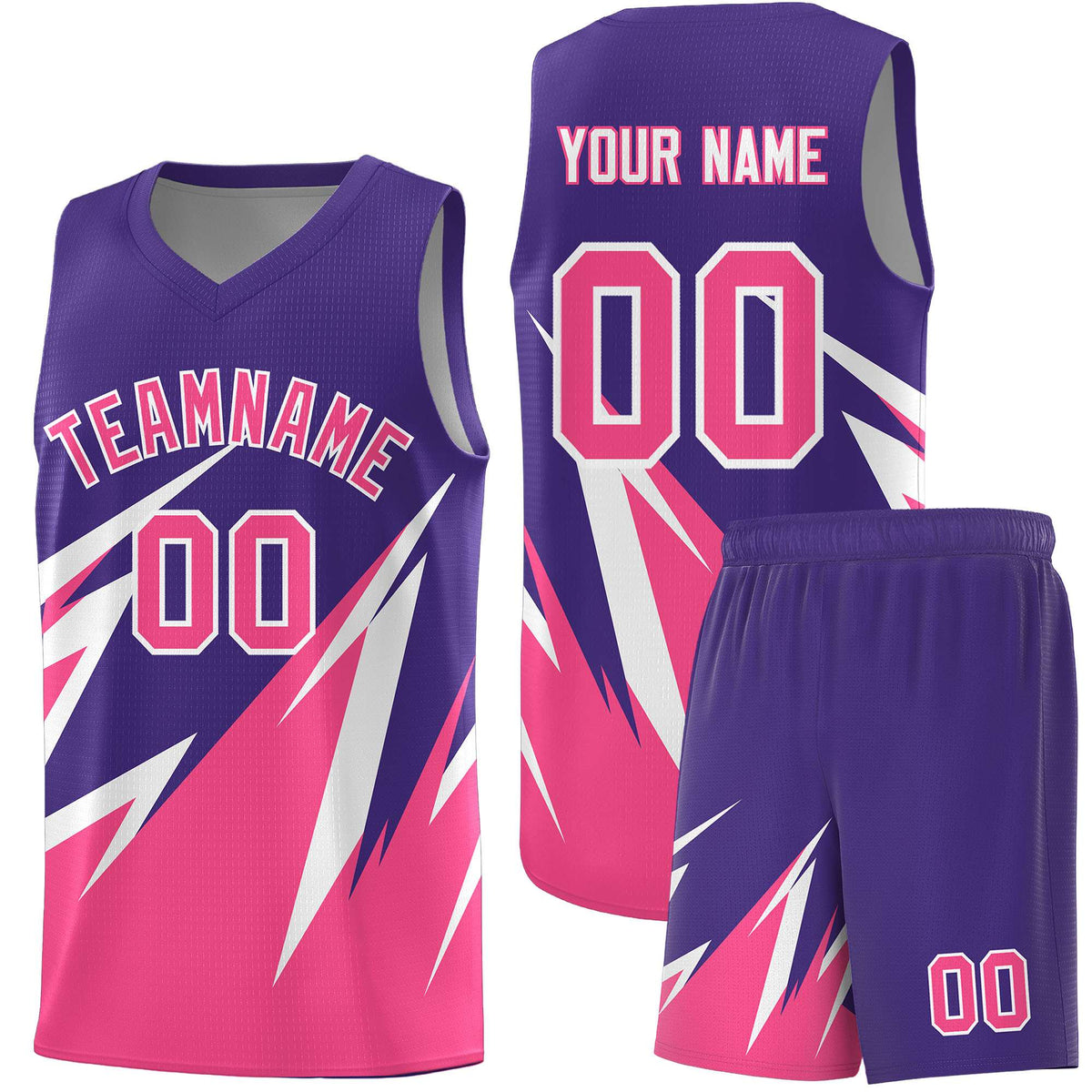 Custom Purple Abstract Mountain Pattern Sports Uniform Basketball Jersey