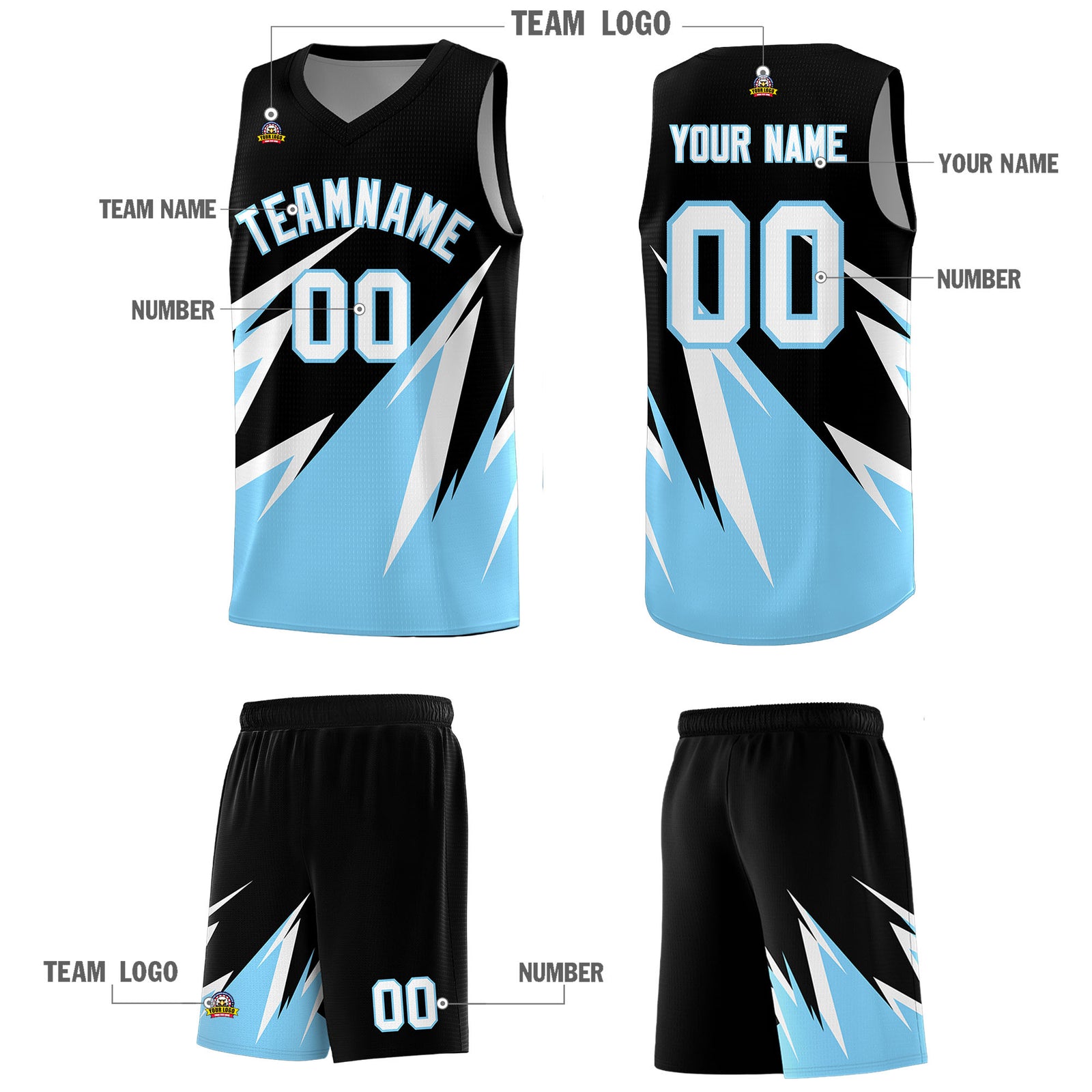 Custom Black Abstract Mountain Pattern Sports Uniform Basketball Jersey