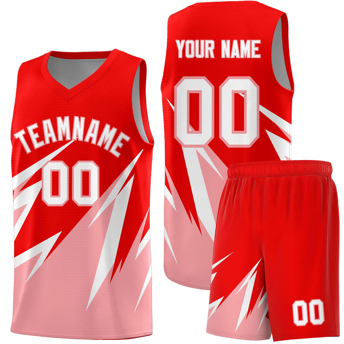 Custom Light Red Abstract Mountain Pattern Sports Uniform Basketball Jersey