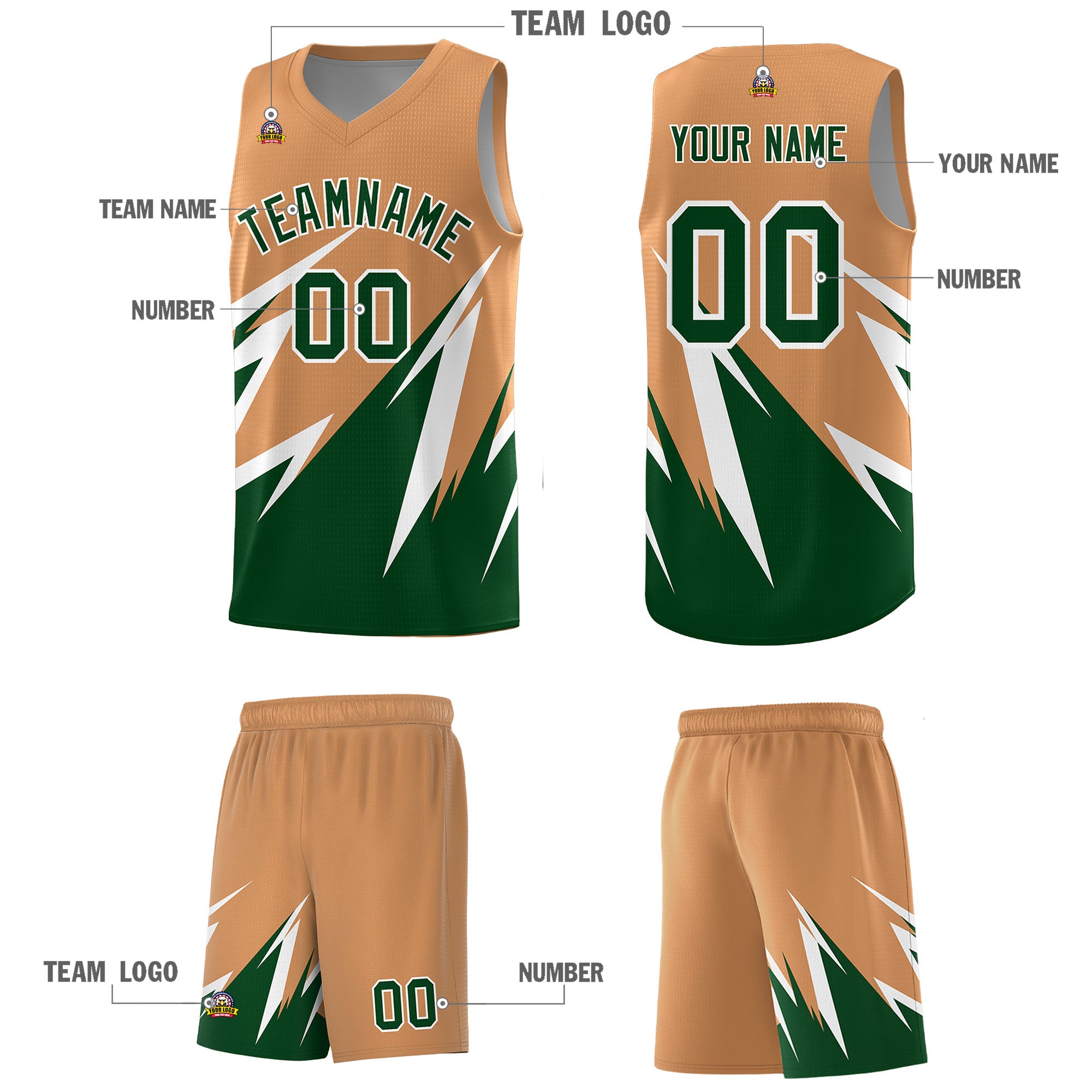Custom Buckskin Brown Abstract Mountain Pattern Sports Uniform Basketball Jersey