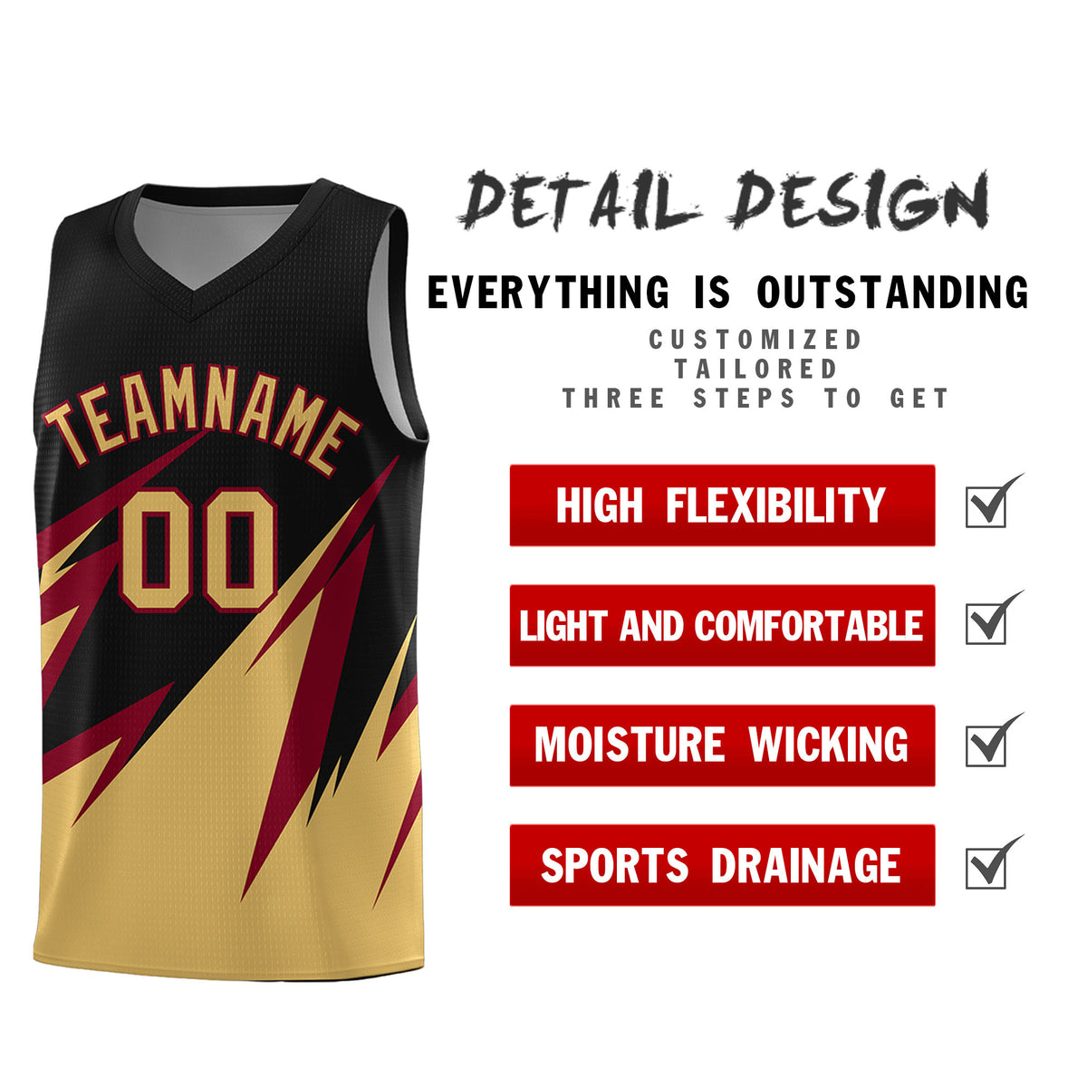 Custom Black Abstract Mountain Pattern Sports Uniform Basketball Jersey