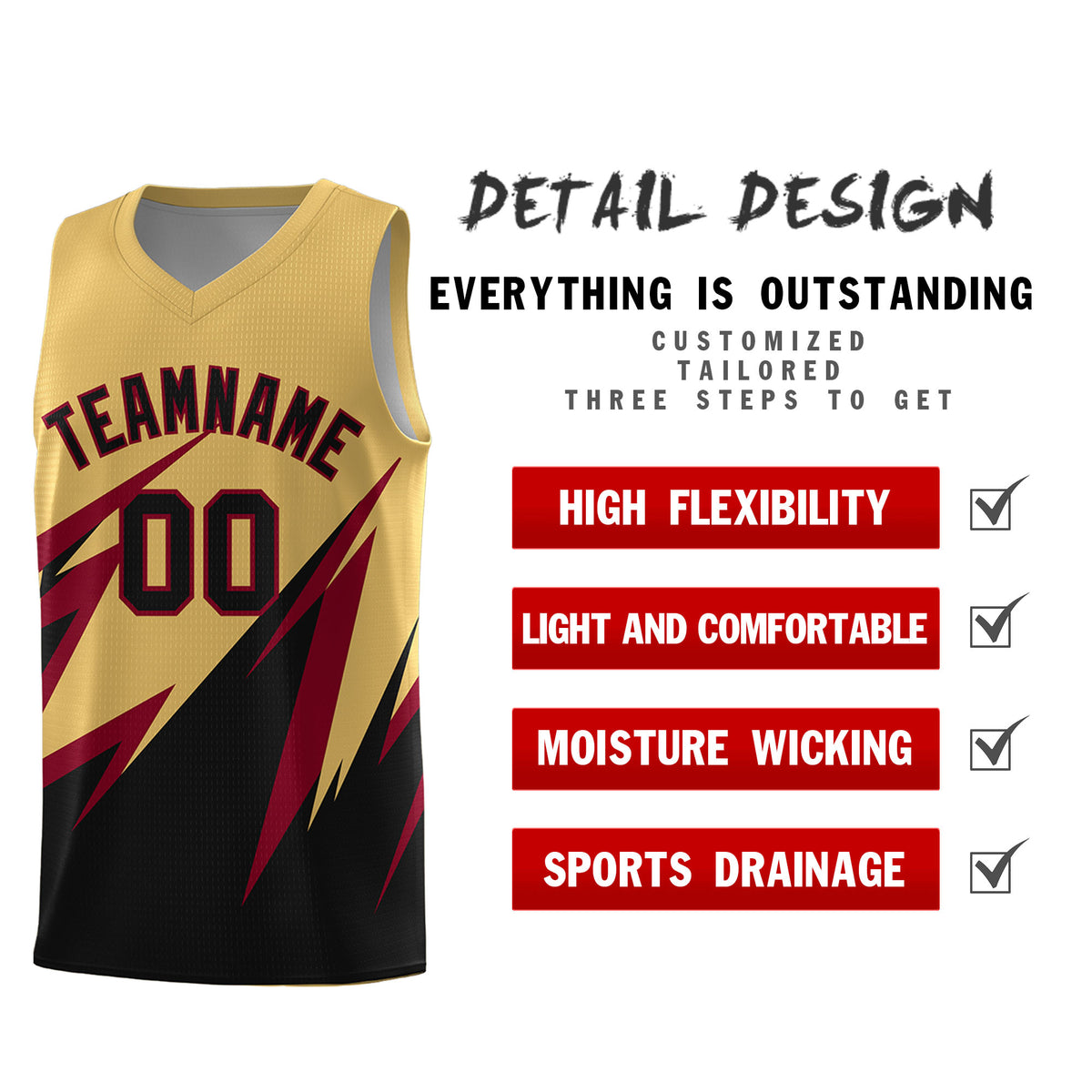 Custom Old Gold Abstract Mountain Pattern Sports Uniform Basketball Jersey