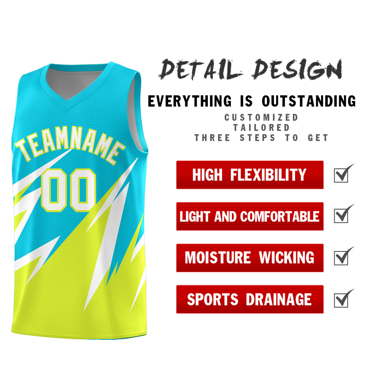 Custom Sky Blue Abstract Mountain Pattern Sports Uniform Basketball Jersey