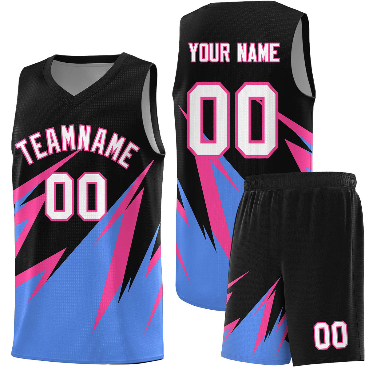 Custom Black Abstract Mountain Pattern Sports Uniform Basketball Jersey