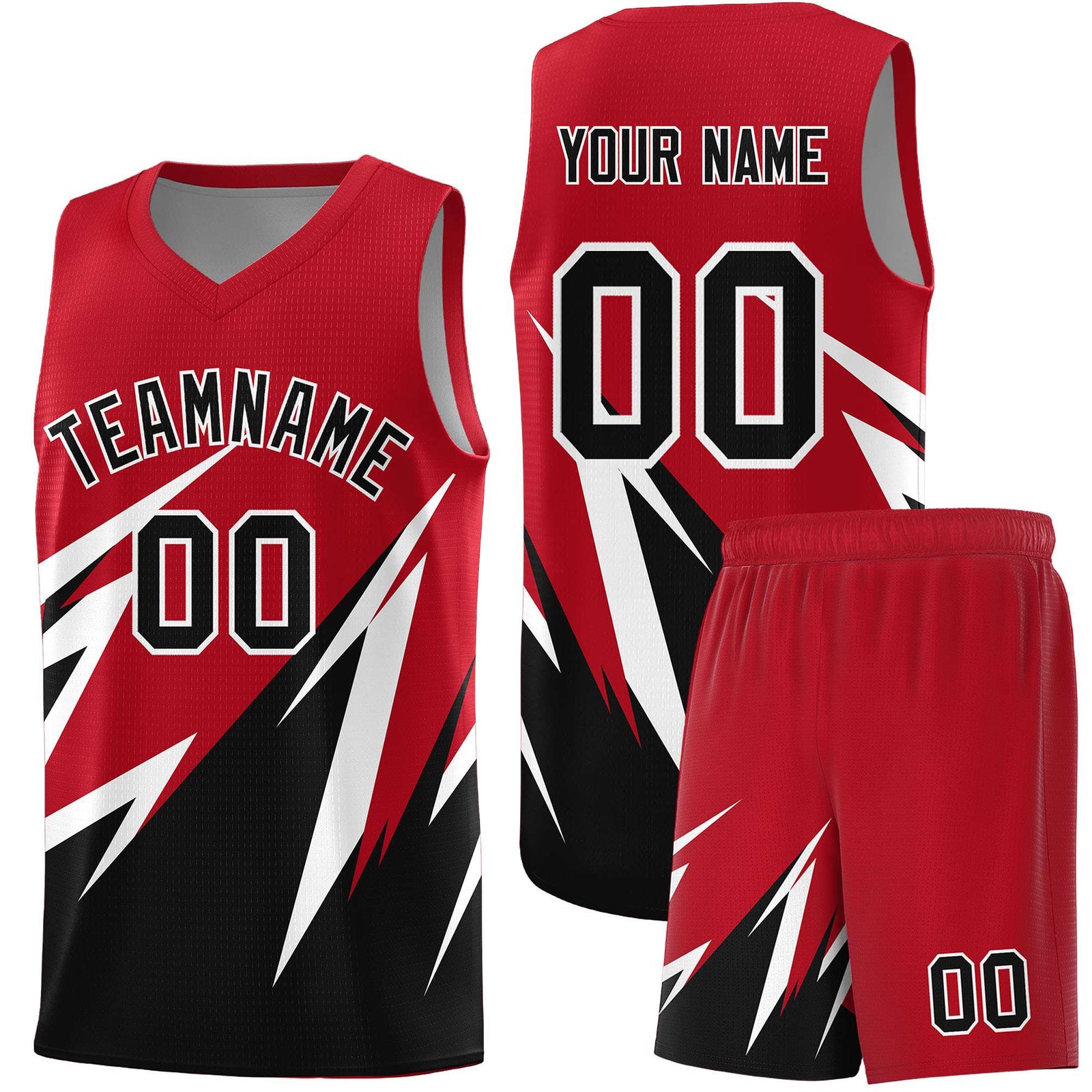 Custom Red Abstract Mountain Pattern Sports Uniform Basketball Jersey