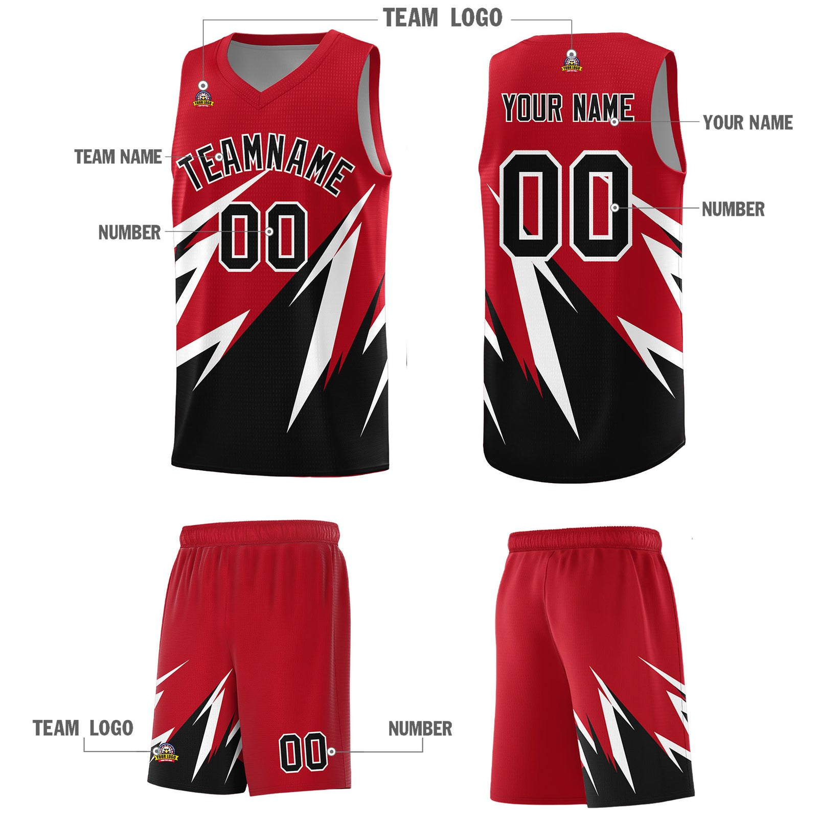Custom Red Abstract Mountain Pattern Sports Uniform Basketball Jersey