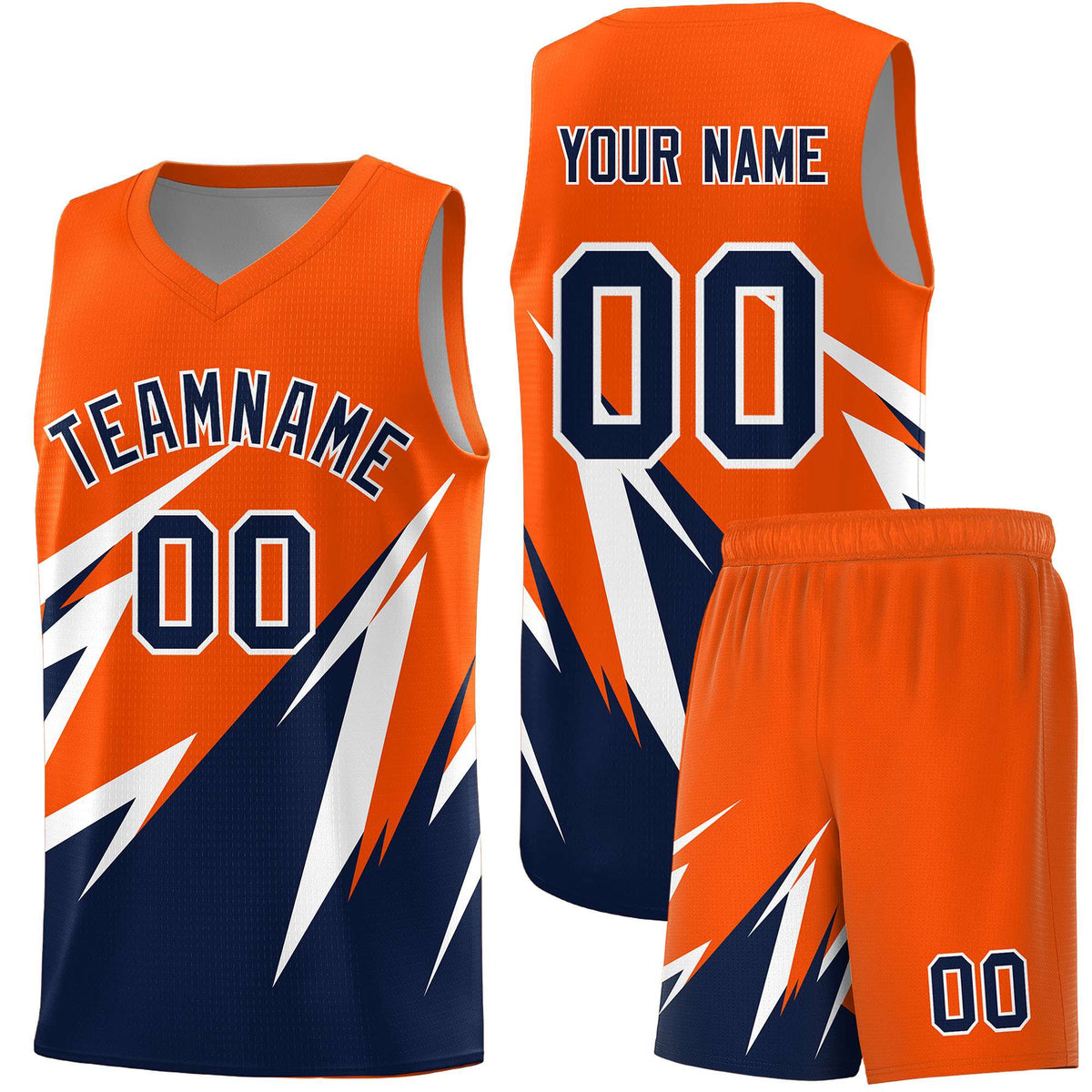 Custom Orange Abstract Mountain Pattern Sports Uniform Basketball Jersey