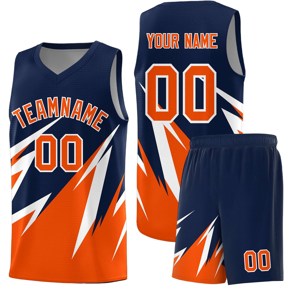 Custom Navy Abstract Mountain Pattern Sports Uniform Basketball Jersey