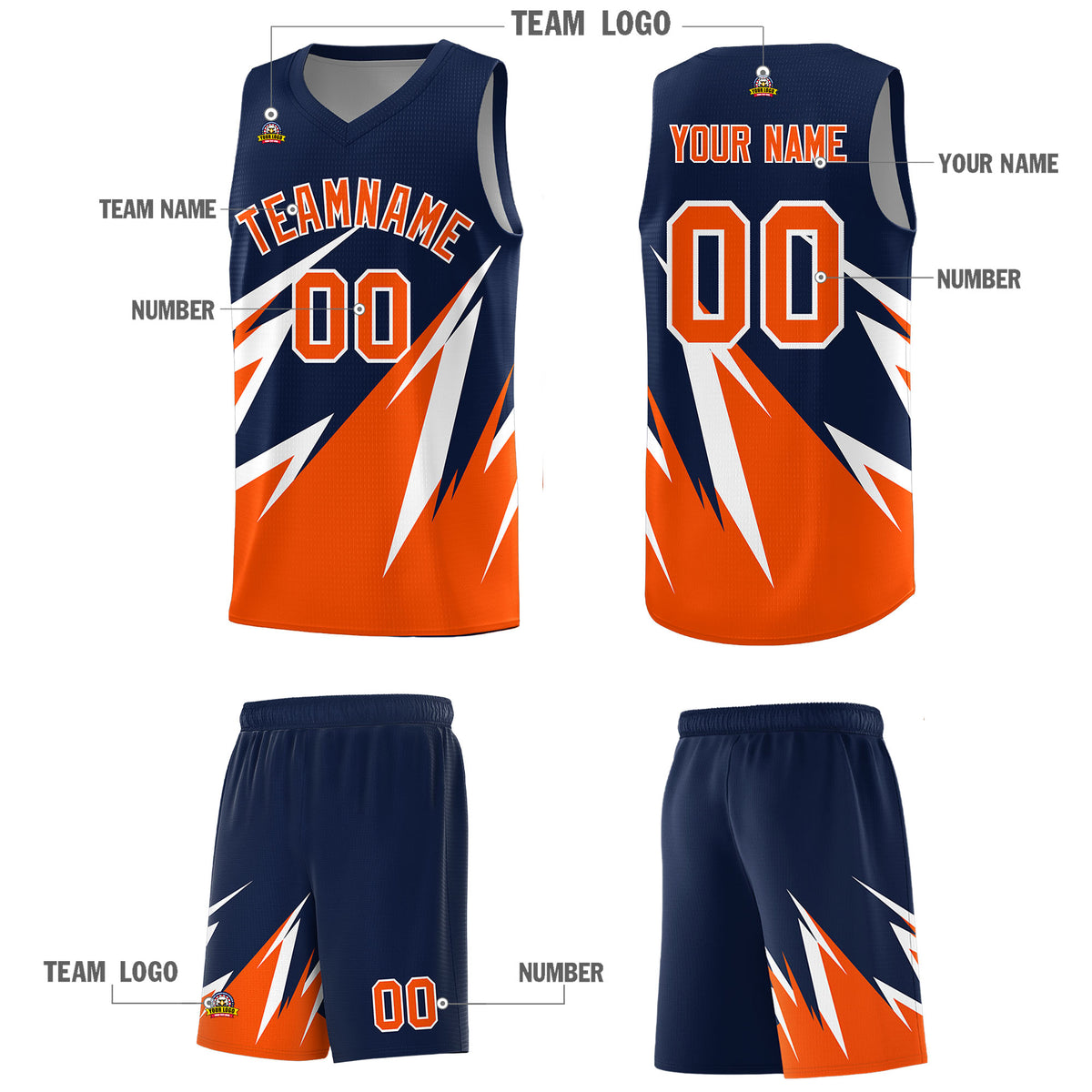 Custom Navy Abstract Mountain Pattern Sports Uniform Basketball Jersey