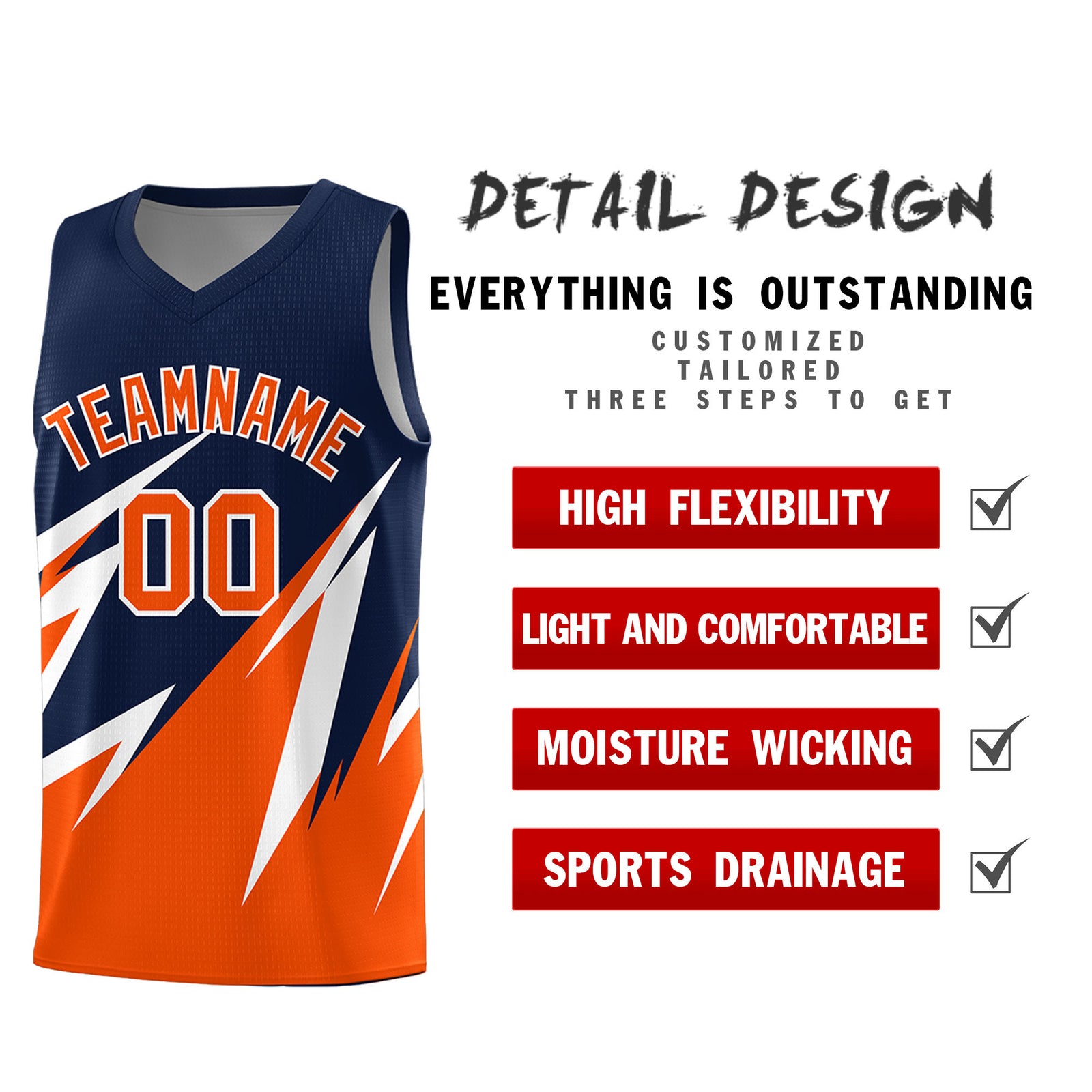 Custom Navy Abstract Mountain Pattern Sports Uniform Basketball Jersey