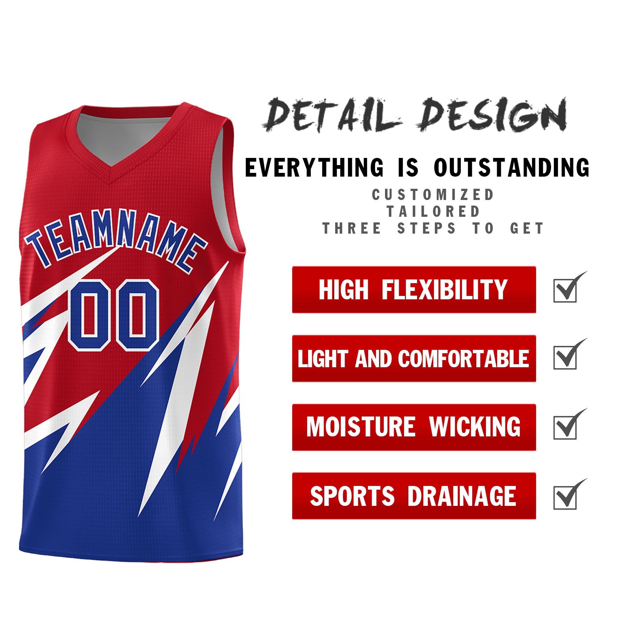 Custom Red Abstract Mountain Pattern Sports Uniform Basketball Jersey