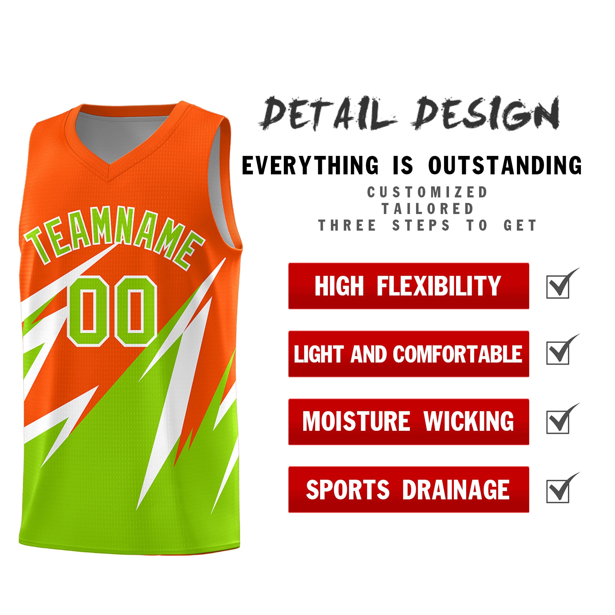 Custom Orange Abstract Mountain Pattern Sports Uniform Basketball Jersey