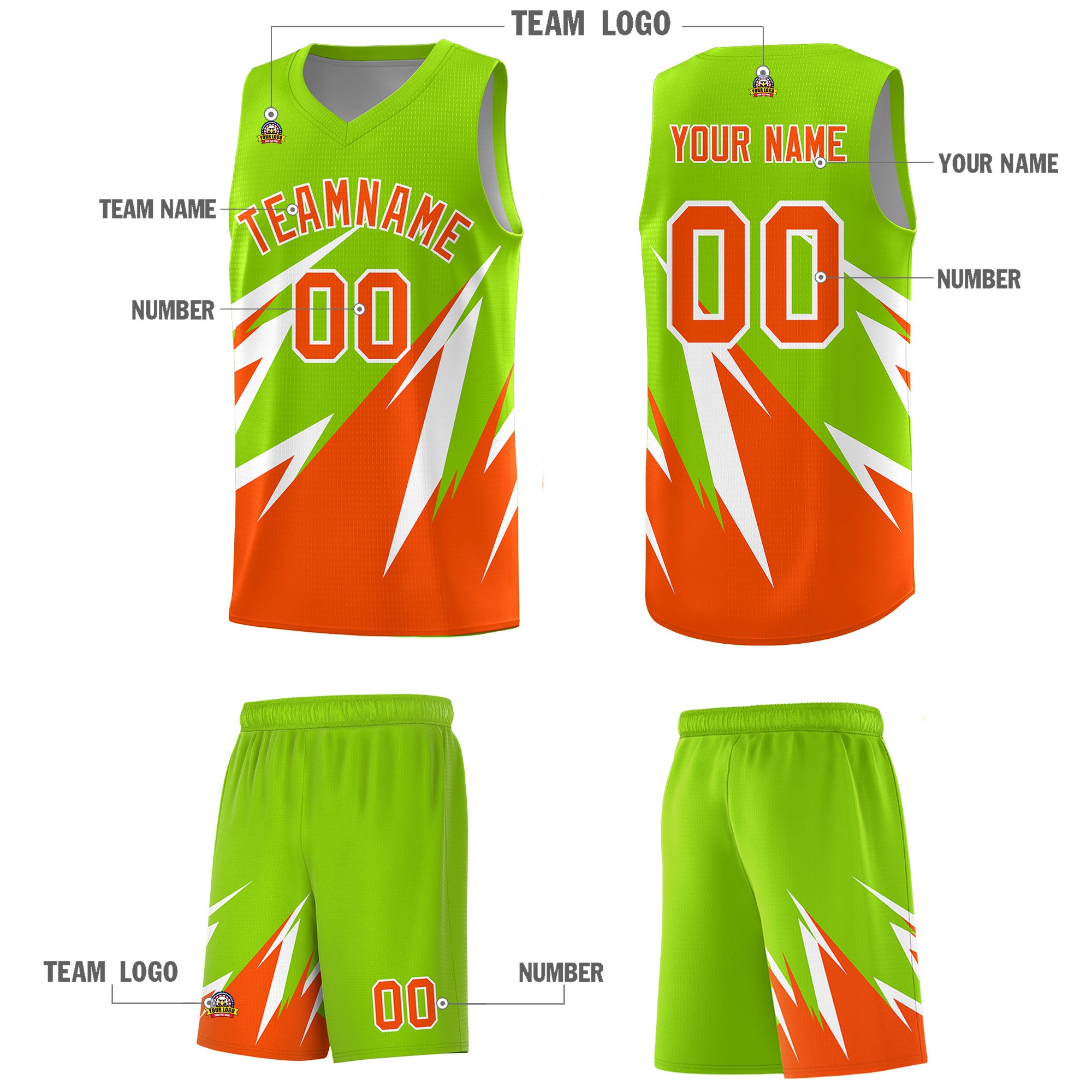 Custom Neon Green Abstract Mountain Pattern Sports Uniform Basketball Jersey