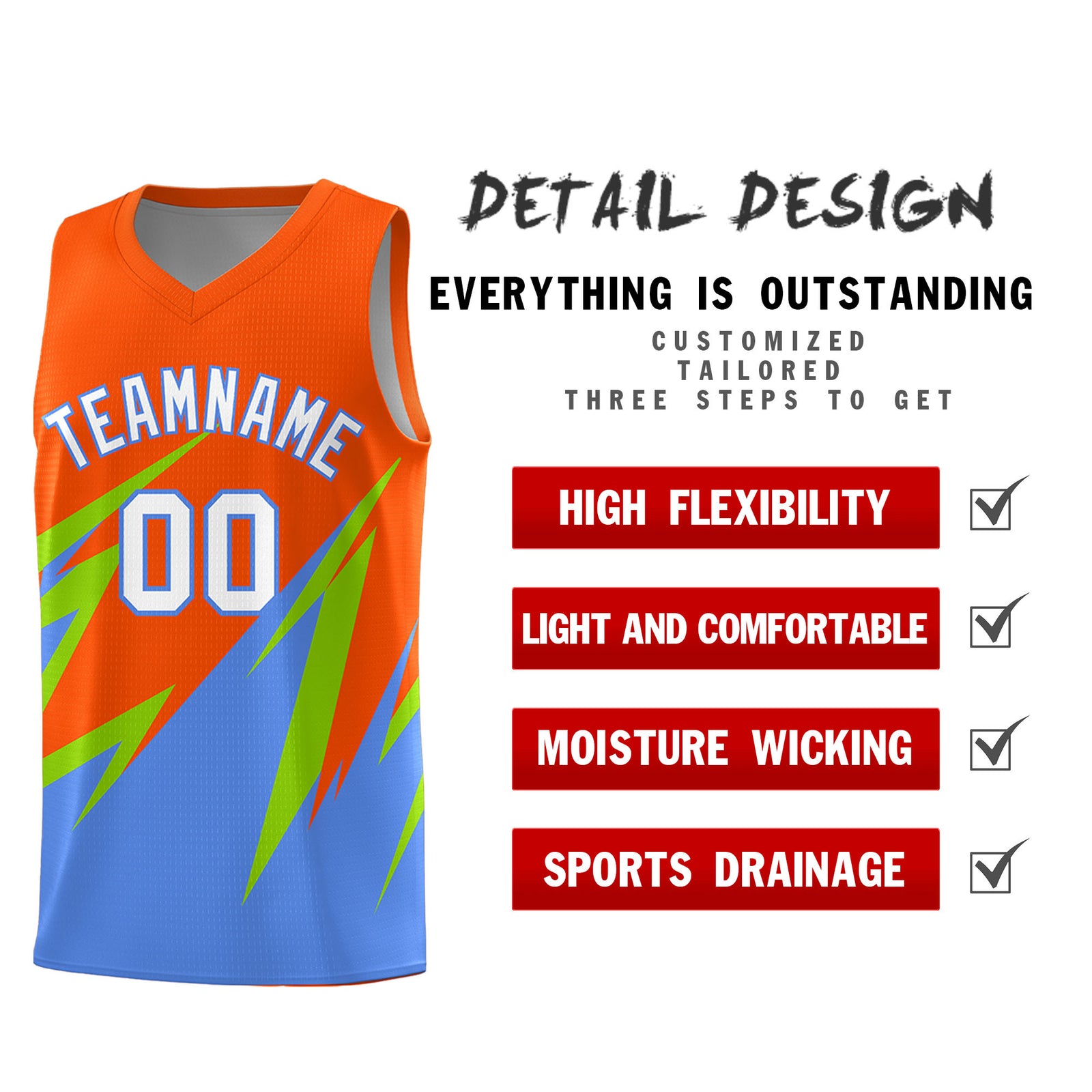 Custom Orange Abstract Mountain Pattern Sports Uniform Basketball Jersey