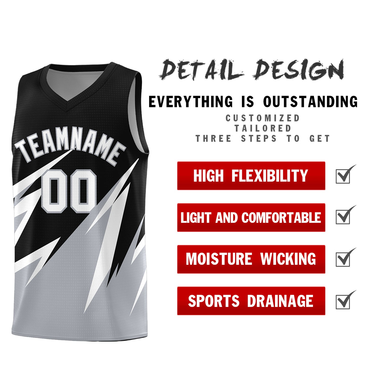 Custom Black Abstract Mountain Pattern Sports Uniform Basketball Jersey