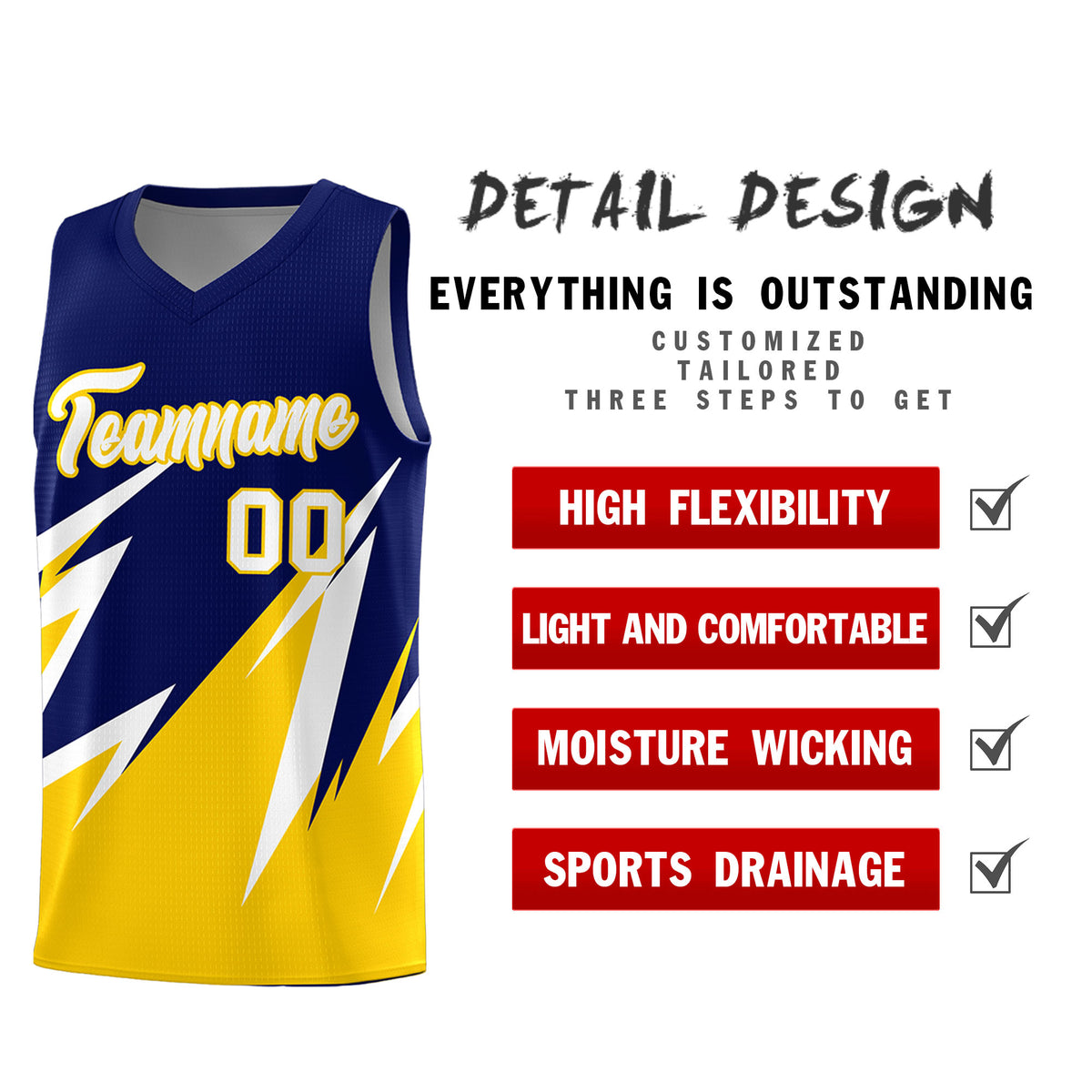 Custom Navy Abstract Mountain Pattern Sports Uniform Basketball Jersey
