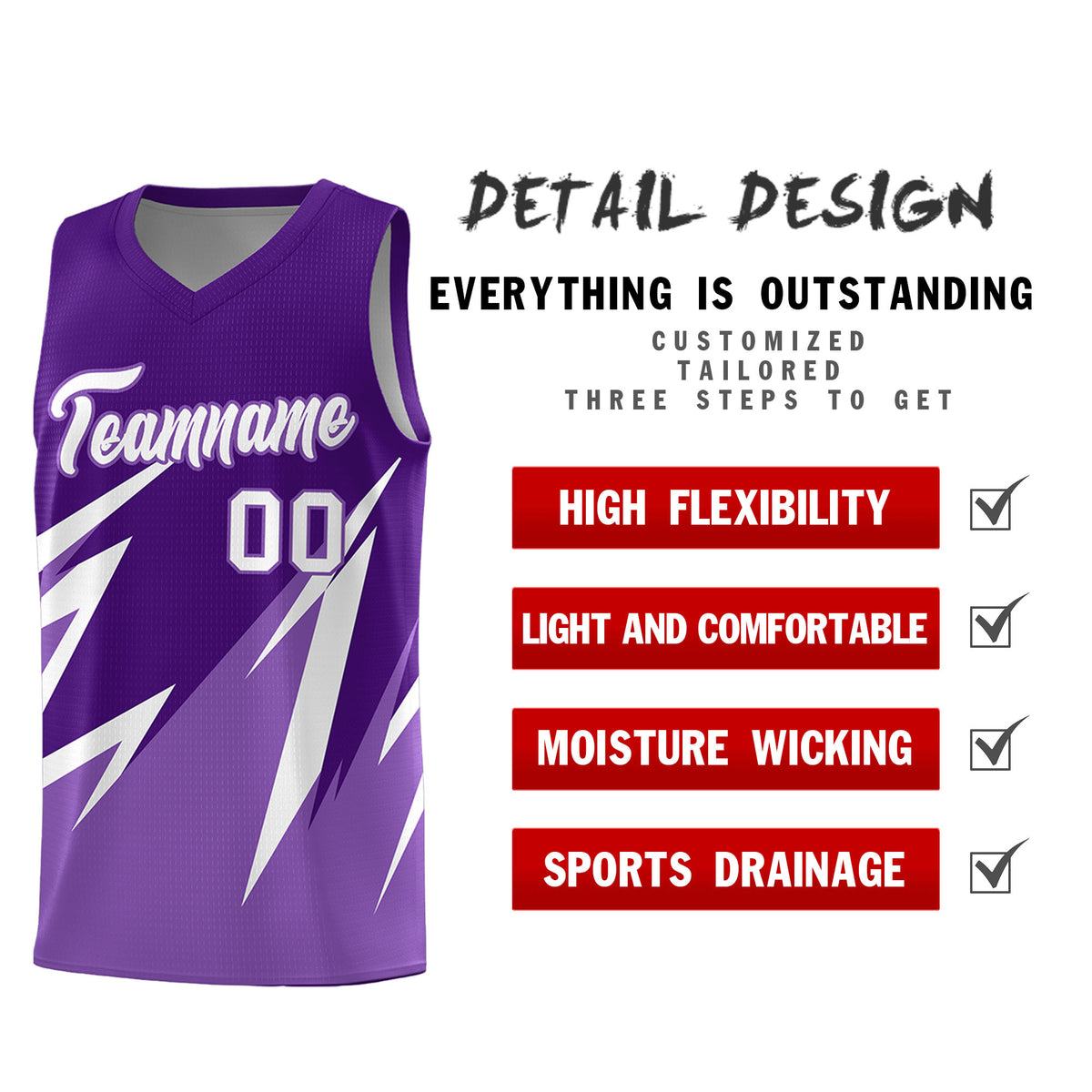 Custom Purple Abstract Mountain Pattern Sports Uniform Basketball Jersey