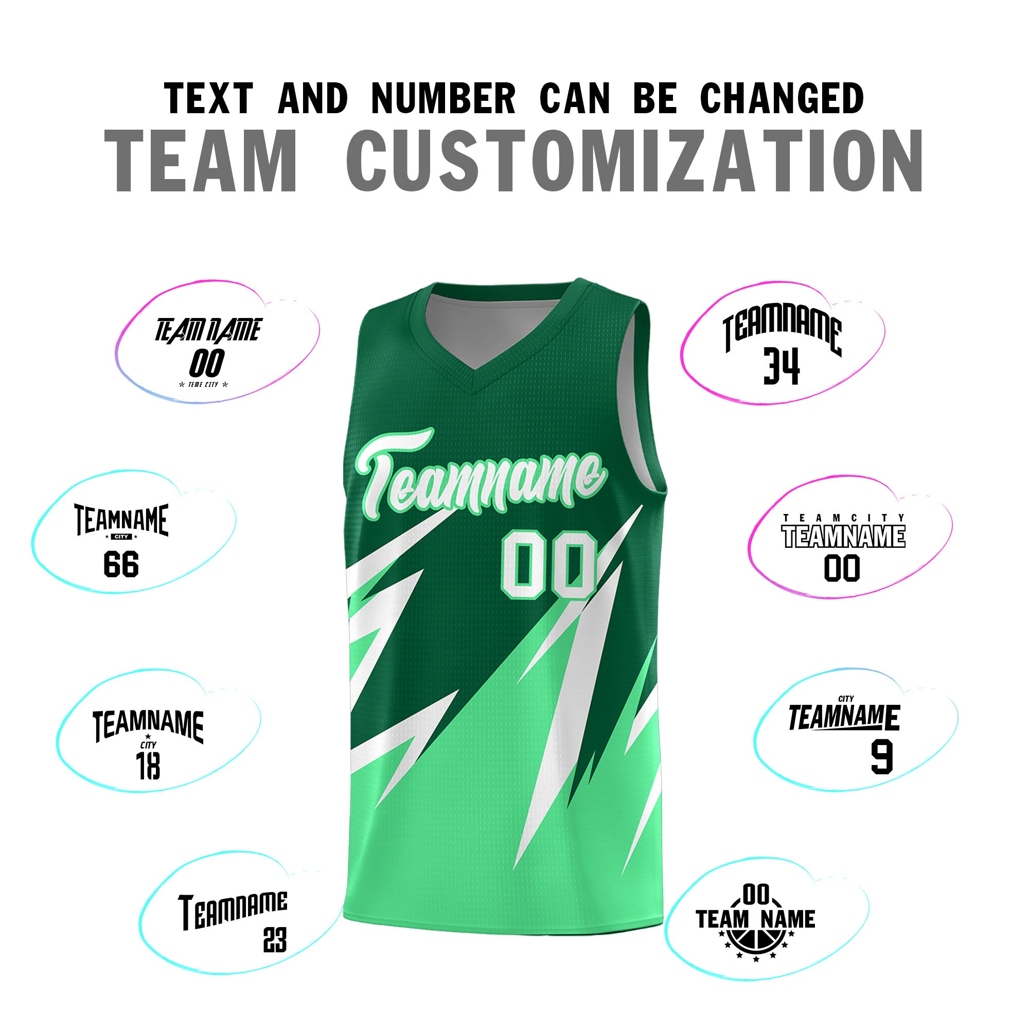Custom Kelly Green Abstract Mountain Pattern Sports Uniform Basketball Jersey