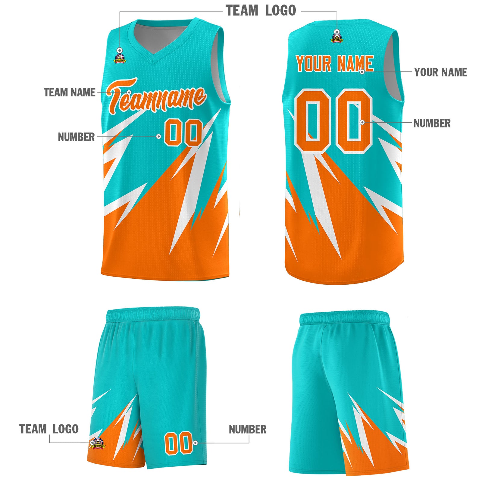 Custom Aqua Abstract Mountain Pattern Sports Uniform Basketball Jersey