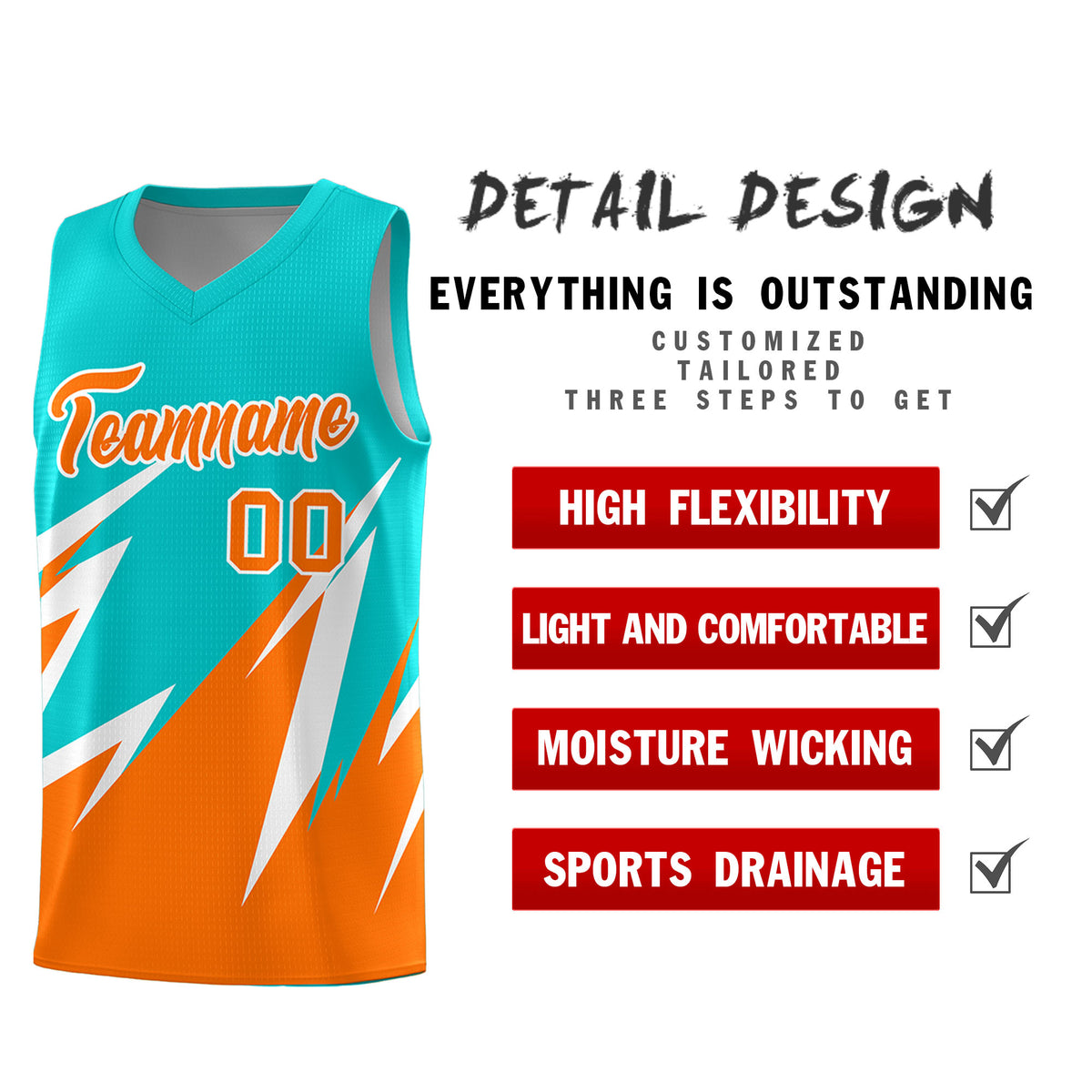 Custom Aqua Abstract Mountain Pattern Sports Uniform Basketball Jersey