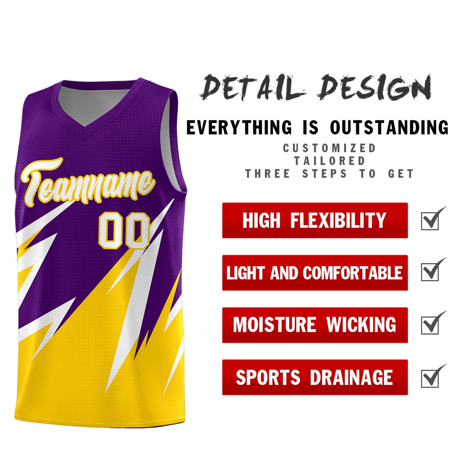 Custom Purple Abstract Mountain Pattern Sports Uniform Basketball Jersey